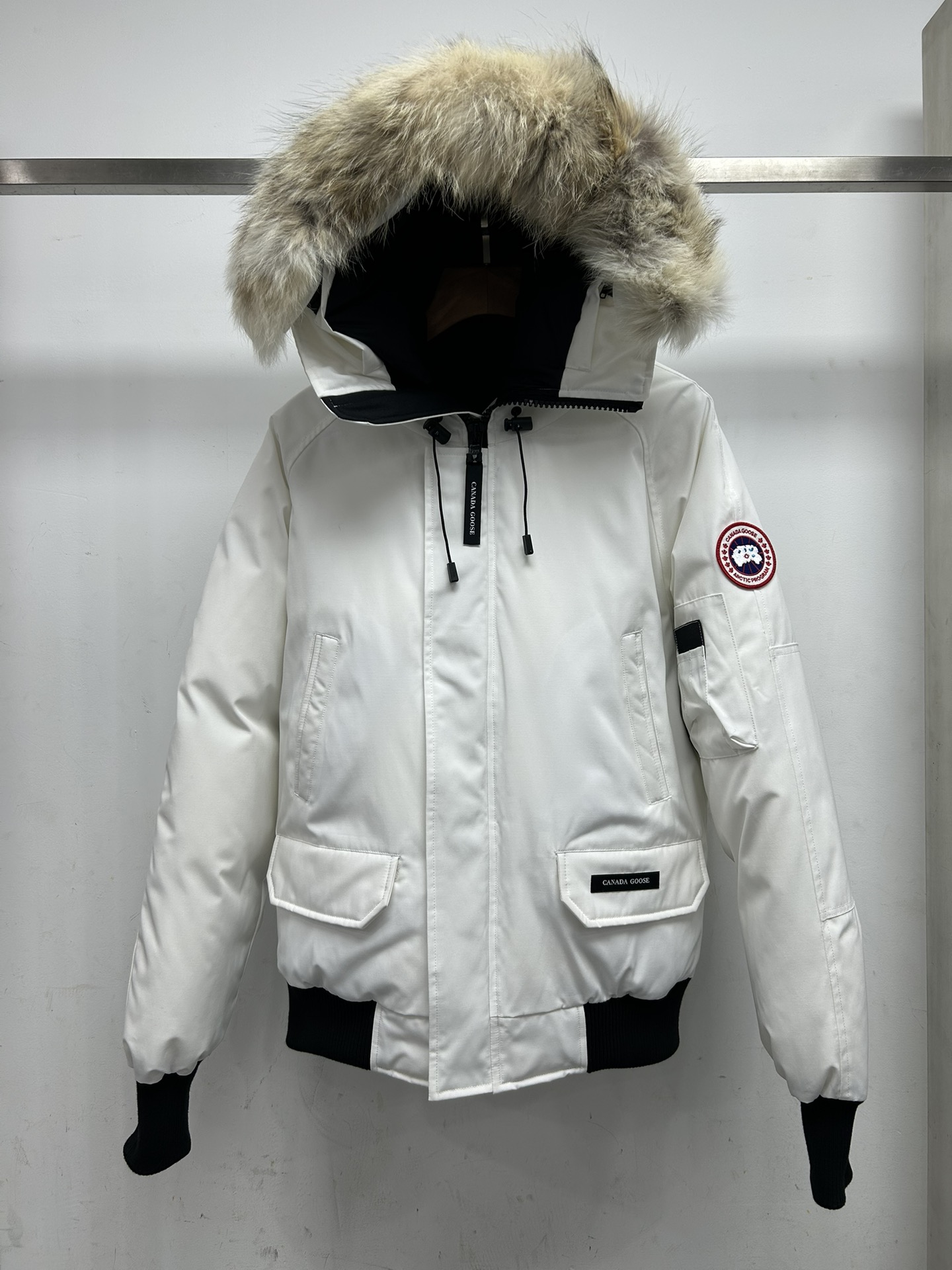 Chilliwack Bomber White Goose Down Parka with Fur Hood – Unisex