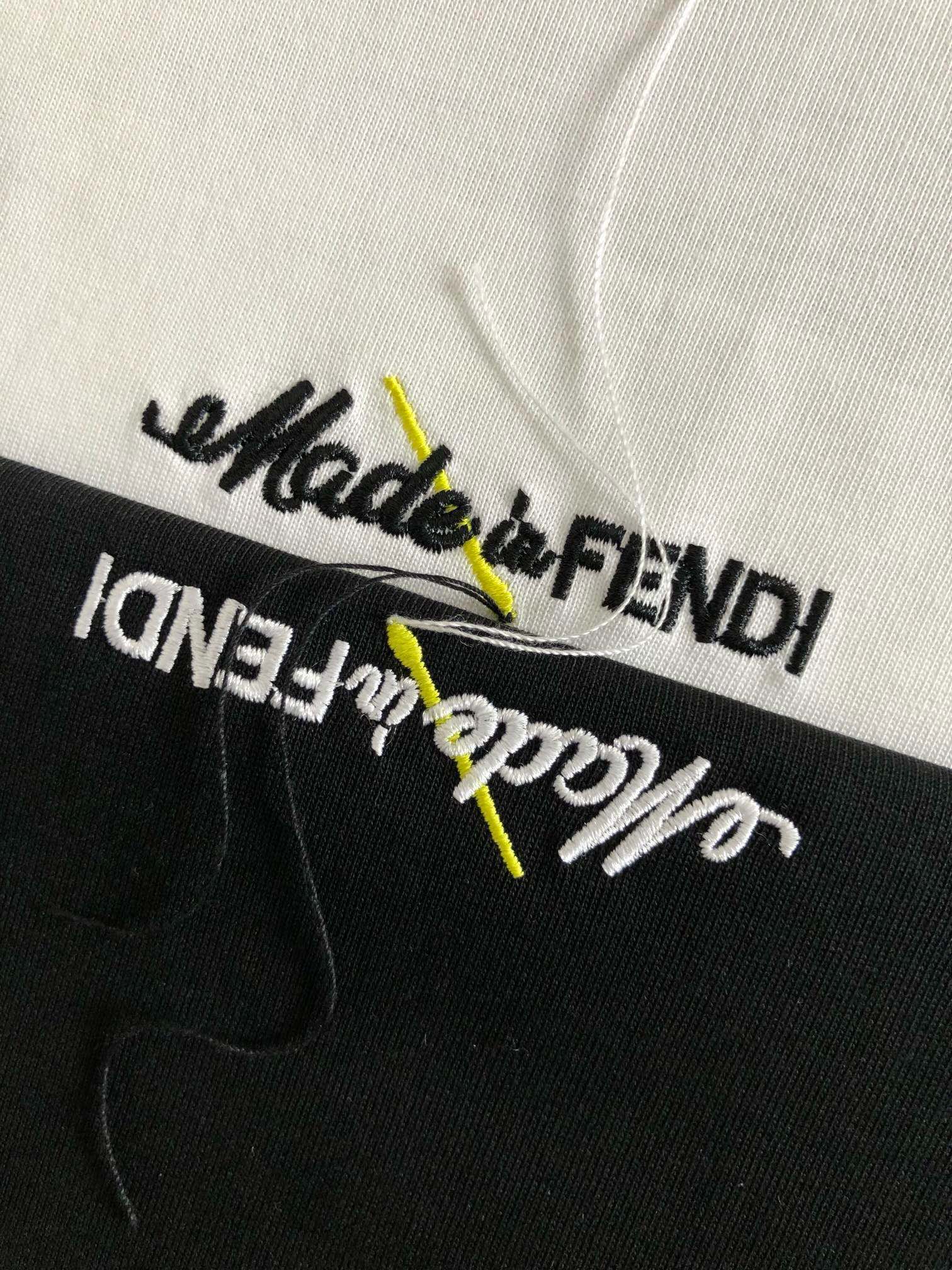 Fend*合身版型sxxl24款顶级黑色针线logo款字母刺绣潮牌短袖时尚潮流顶级经典短袖3标齐全潮男时