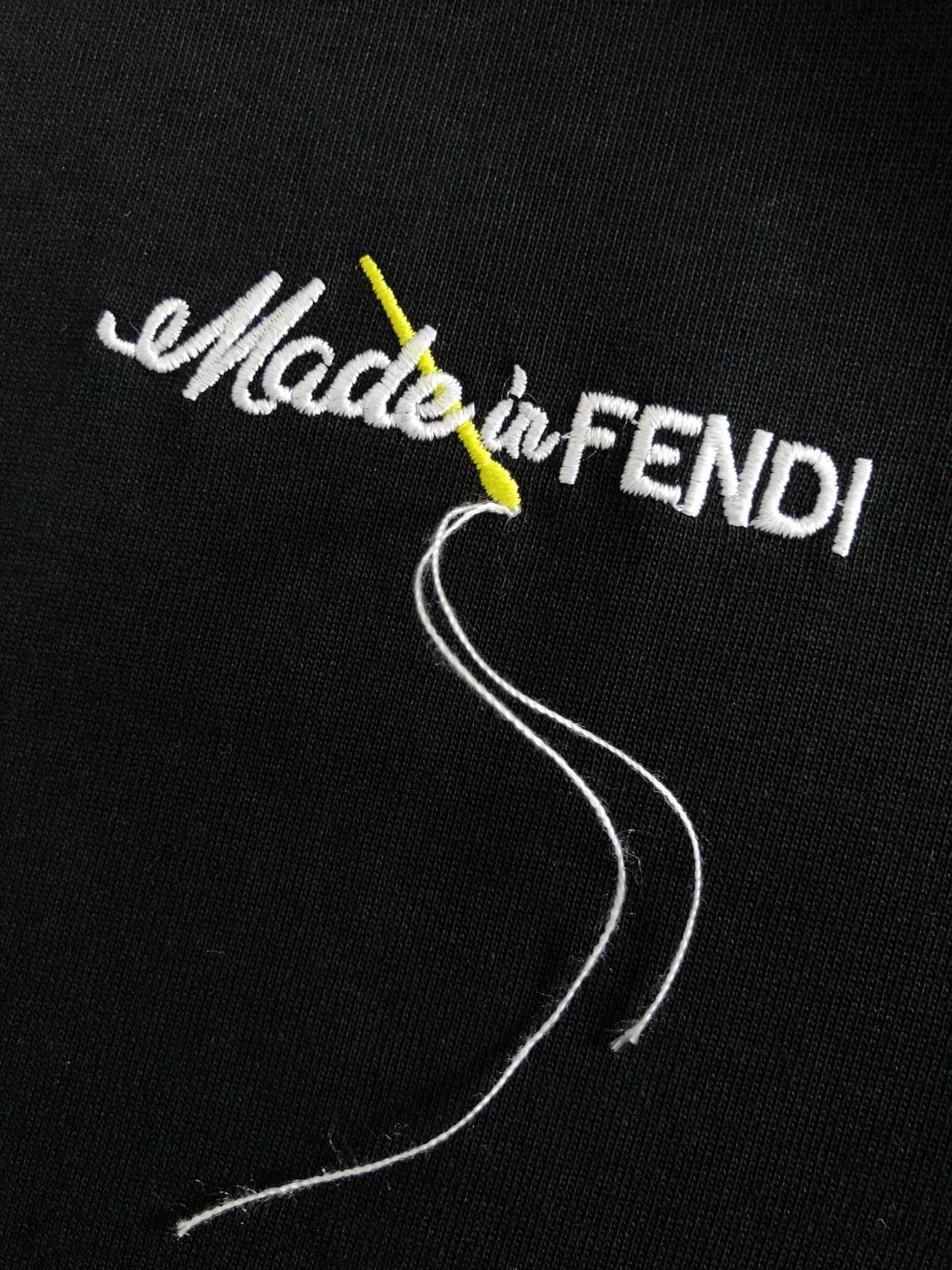 Fend*合身版型sxxl24款顶级黑色针线logo款字母刺绣潮牌短袖时尚潮流顶级经典短袖3标齐全潮男时