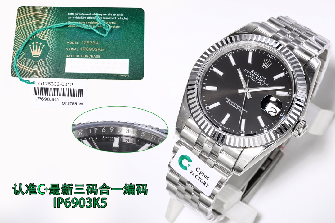 NO:552927,Uniform price, perfect details, the latest style, the latest new products, the highest cost performance, CCplus factory Rolex 126334 DATEJUST latest launch, customized version of three codes in one, comes with NFC proximity card, popular style diameter 41mm log 1: Equipped with a one to one super integrated movement, counter-adjustable hour hand, callback calendar function, card-free movement decoration, movement and stability 2: The entire watch is made of 904L stainless steel / matched with ar factory steel belt  And ip vacuum electroplated platinum tooth ring / free replacement for fading, the dog tooth ring is the only correct size!  3: The sun pattern on the dial is infinitely close to the original, especially the green one!  Mint green color matching!  4: The only calendar font in the market to match the version, and follow up to compare the authenticity of the fonts one by one from 1 to 31. 5: The only one to achieve luminous hands/luminous nails for the same color because they are all processed by third-party factories + self-purchased Swiss c1+c3 luminous powder 6: nails/crown mark nails  All platinum electroplating treatment 7, latest version, quality assurance, please look for CCplus, the latest log style, customized three codes in one, comes with NFC proximity card, watch code I3K5, the latest watch buckle code, ORV, the latest back cover pattern label from CCplus factory!  The most cost-effective style, popular style. Although there are not many styles of c, almost all styles are high-quality. It completely solves most of the pain points of diaries in the world. It is only born for the ultimate. Rolex19860909统一价 细节完美,最新款式,最新新品,最高性价比,CCplus厂 劳力士126334 DATEJUST 最新推出,定制版三码合一,附带NFC感应卡,热门款式直径41mm日志 1:搭载一比一超级一体机芯 逆调时针,可回调日历功能,无卡度机芯装饰 机芯及其稳定 2:整表904L精钢 /搭配ar厂钢带 以及ip真空电镀铂金牙圈 /掉色免费更换,狗牙圈唯一对版尺寸！ 3:表盘太阳纹无限接近原装 铽别是绿色！薄荷绿颜色对版！ 4:全市场唯一日历字体对版 后续1-31号挨个字体真假对比 5:唯一做到指针夜光/字钉夜光 做到同色 因为都是第三方工厂加工+自购瑞士 c1+c3夜光粉 6:字钉/皇冠唛头钉 全白金电镀处理7,最新版本,品质保证,请认准CCplus,最新日志款式,定制三码合一,附带NFC感应卡,腕表编码I3K5,腕表最新扣码,ORV,CCplus厂最新后盖图案标签！最高性价比款式,热门款式 虽然c的款式不多 但是几乎款款均为精品 彻底解决世面上的大部分日志痛点,只为极致而生,,rolex,Watch