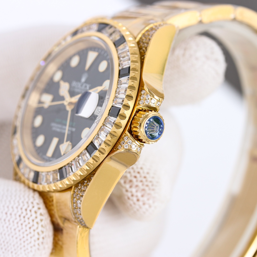 Luxury Rolex GMT II Watch with Austrian Diamonds and Gold Shells - 图片 5