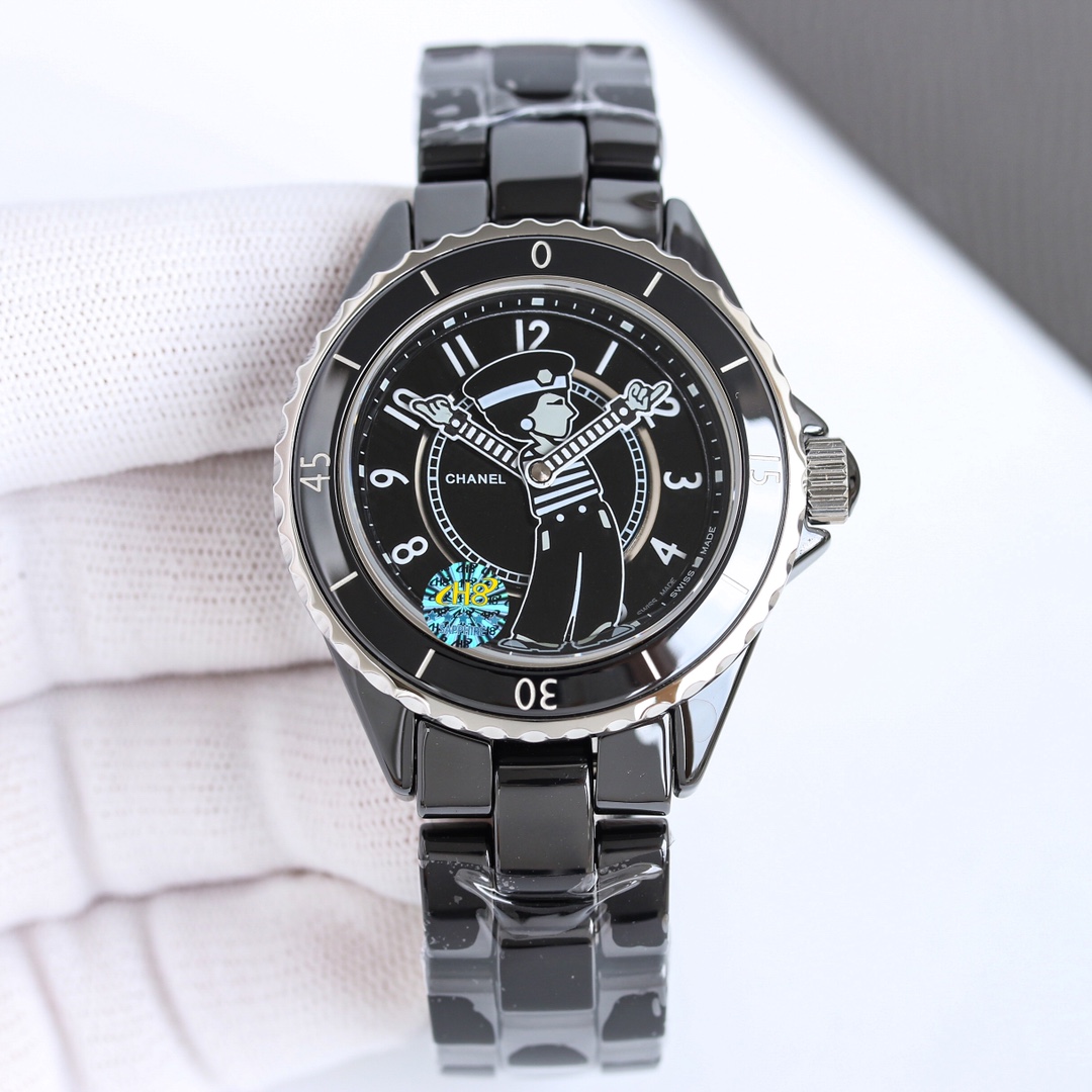Chanel J12 H5242 black ceramic case, black bezel, black dial, black ceramic bracelet 38mm Unisex Automatic