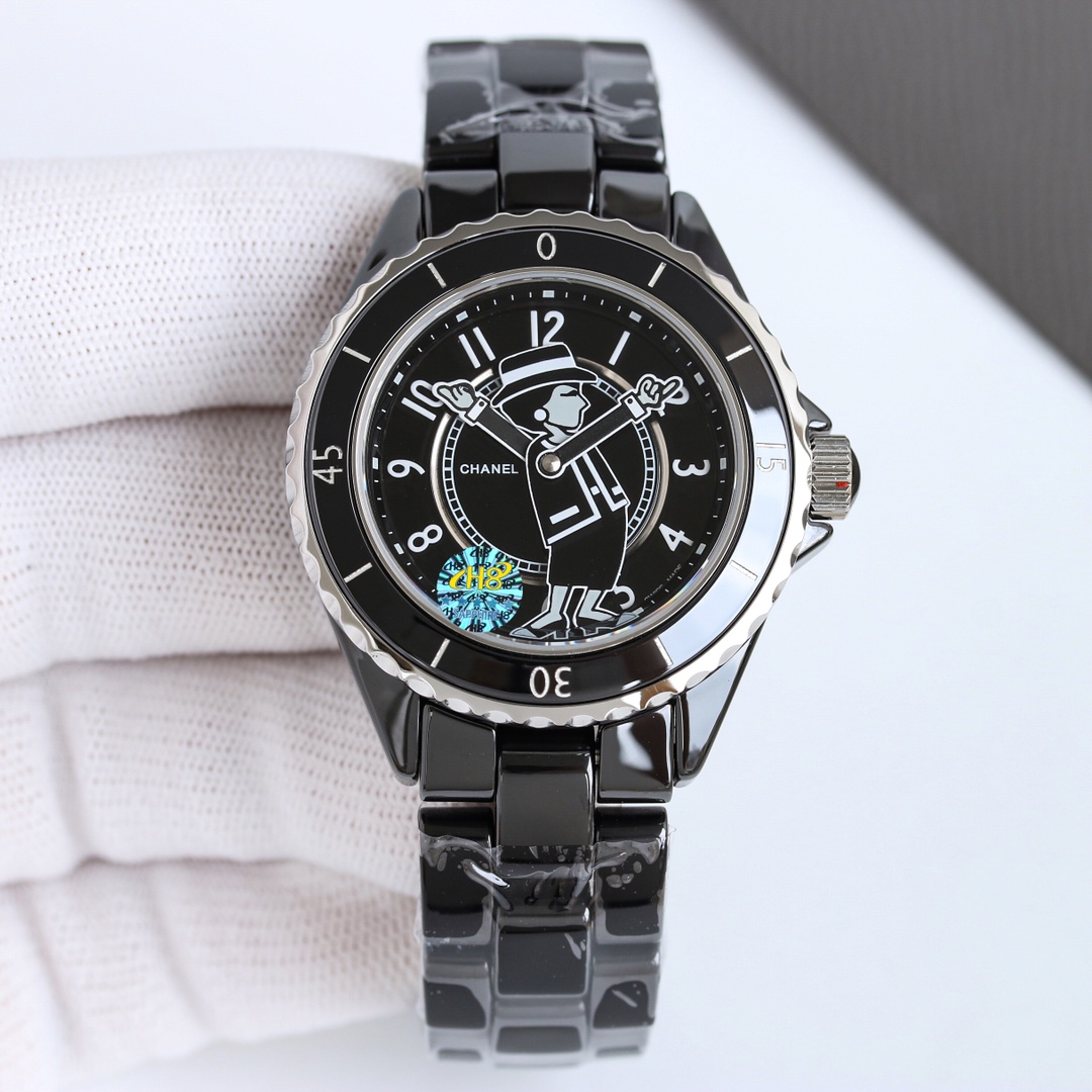 Chanel J12 H5242 black ceramic case, black bezel, black dial, black ceramic bracelet 38mm Unisex Automatic