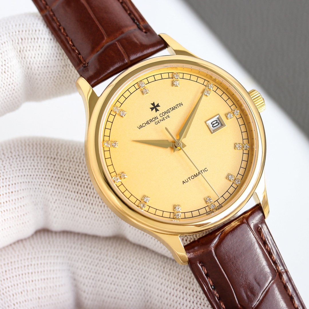 NO:741738,White shell gold shell Vacheron Constantin heritage series watches are now on the market!  Simple and elegant, the perfect combination makes you feel the elegant and gentlemanly atmosphere!  [Gift] This watch is equipped with an original imported ultra-thin movement, with a vibration frequency of 28,800 times per hour, stable performance, and zero repairs!  The case is made of 316 stainless steel and has a sapphire glass mirror!  Paired with Italian leather strap!  40 mm in diameter, super waterproof, simple and elegant, high-end quality, suitable for various business occasions, the first choice for gift giving!  ,,vacheron19860909白壳 金壳 江诗丹顿传承系列腕表火爆上市！简雅大方,完美结合,让你感受优雅绅土气息！[礼物]该表搭载原装进口超薄机芯,每小时振频28800次,性能稳定,零返修！表壳 釆用316 精钢,蓝宝石玻璃镜面！搭配意大利真皮表带！直径40 mm,超强防水,简洁大气,高端品质,适合各种商务场合,送礼首选！,,vacheron,Watch