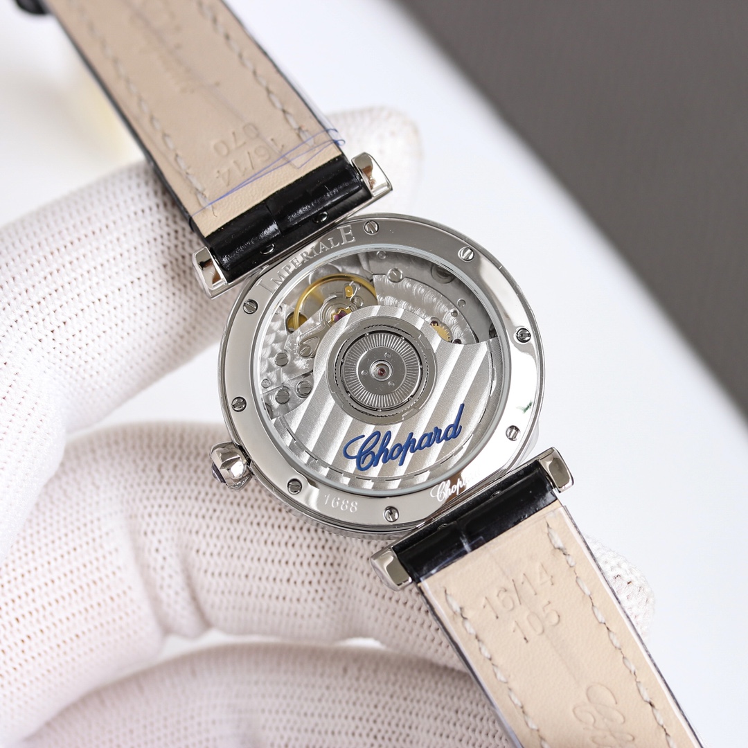 Chopard Imperiale 388541-6001 steel and rose gold case, silver dial, black leather strap 28mm Women's Quartz