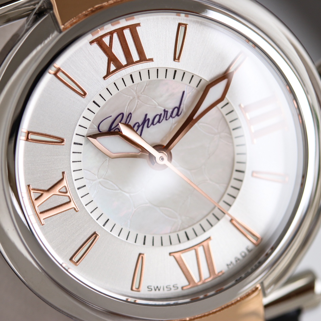 Chopard Imperiale 388541-6001 steel and rose gold case, silver dial, black leather strap 28mm Women's Quartz
