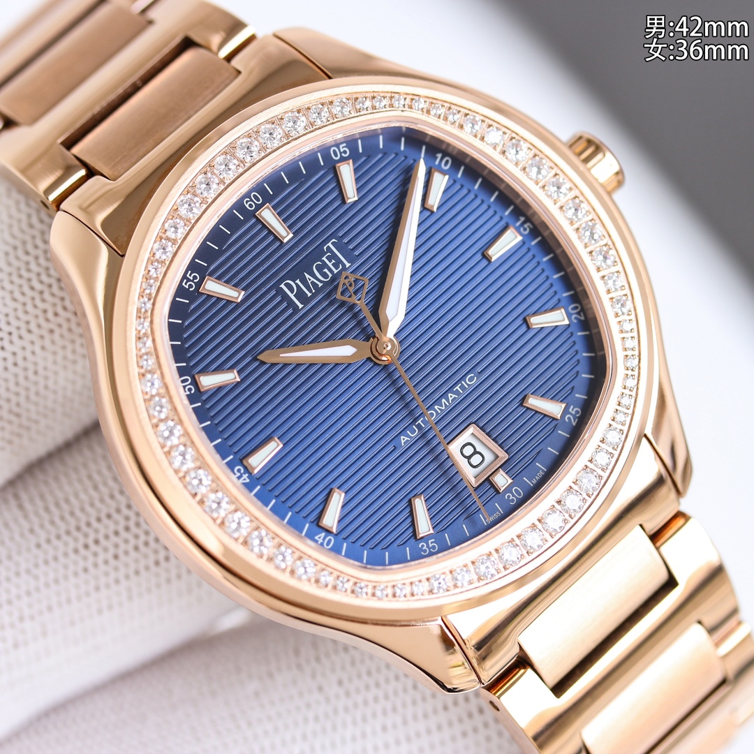 Piaget Polo Date rose gold case and bracelet, blue dial 42mm Men's Automatic