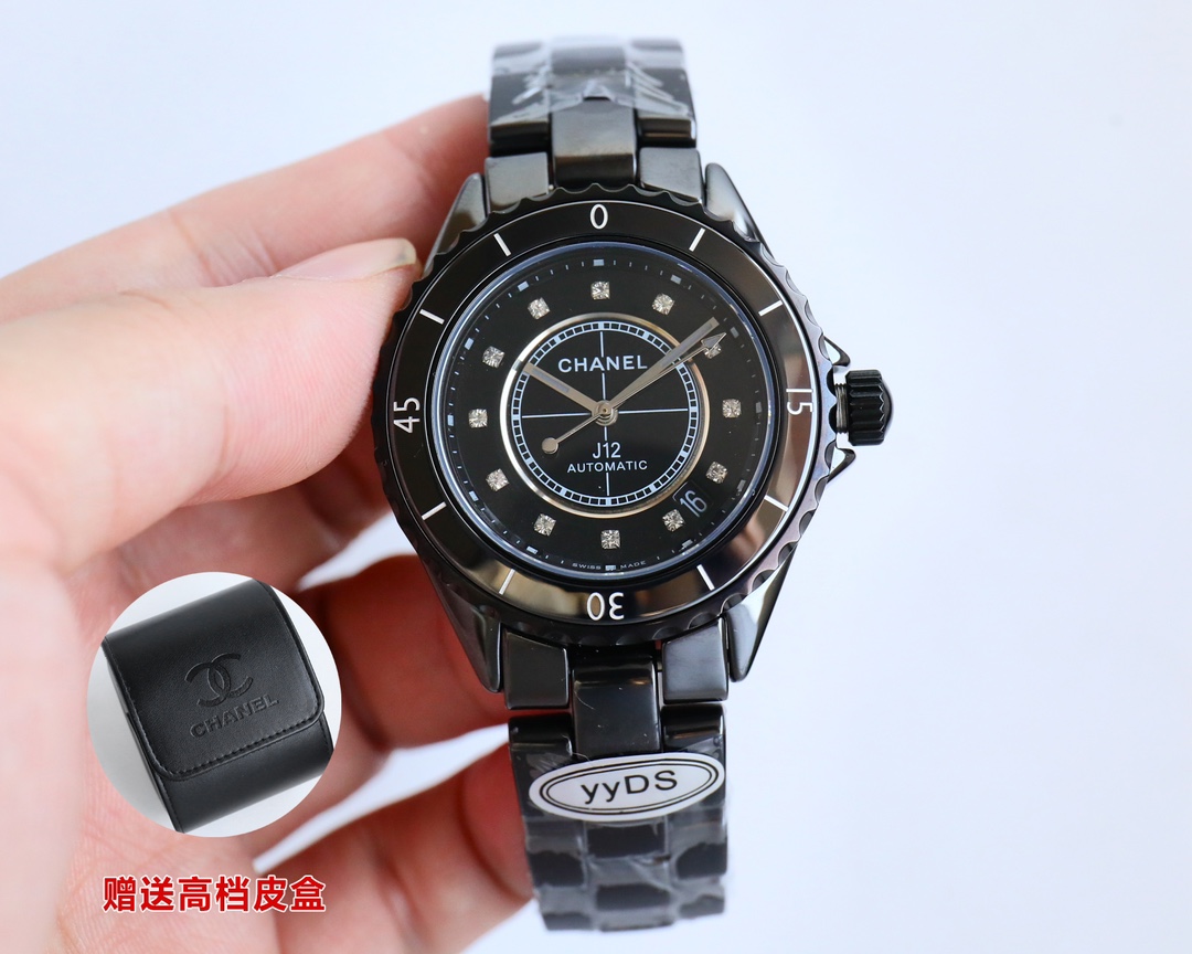 Chanel J12 H9762 black ceramic case, black bezel, black dial, black ceramic bracelet 38mm Unisex Automatic