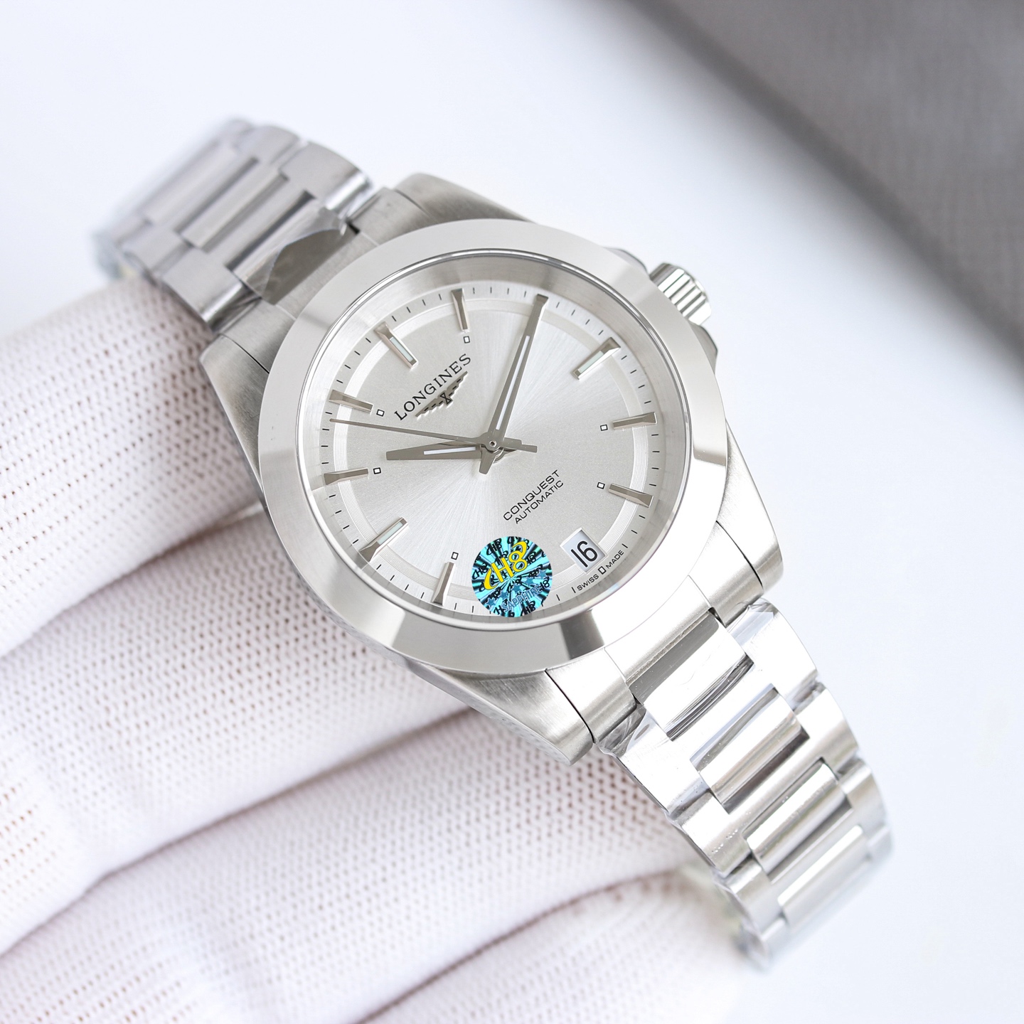 Longines Conquest L3.430.4.92.6 stainless steel case and bracelet, light blue dial 34mm Women's Automatic