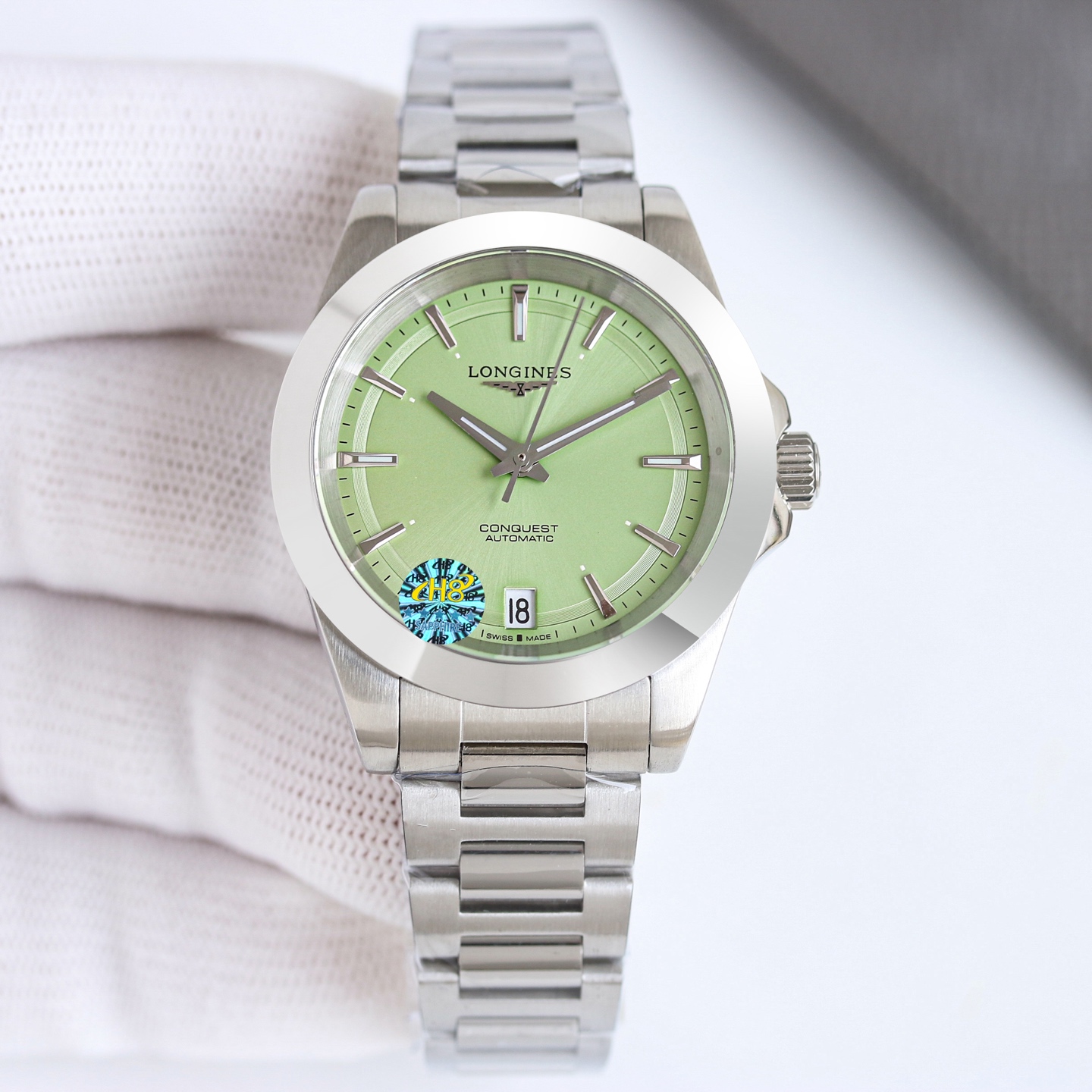 Longines Conquest L3.430.4.99.6 stainless steel case and bezel, pink dial, stainless steel bracelet 34mm Women's Automatic