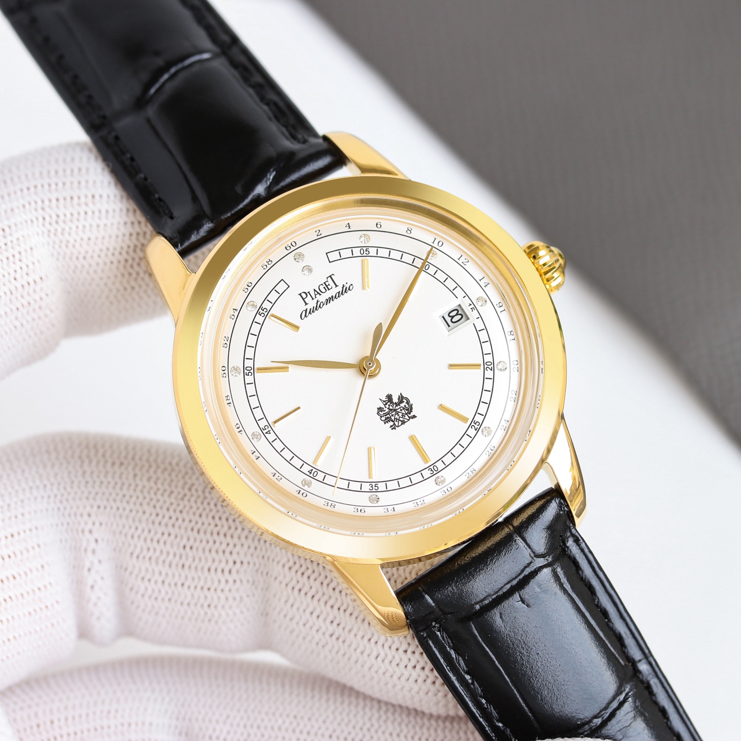 Piaget Altiplano Date rose gold case, silver-white dial, brown leather strap 40mm Men's Automatic