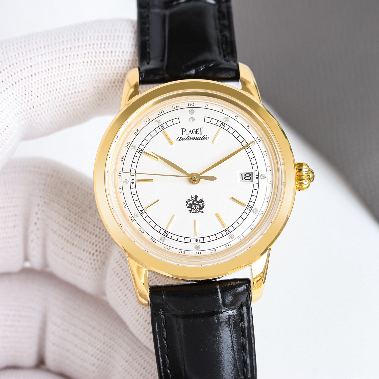 Piaget Altiplano Date rose gold case, silver-white dial, brown leather strap 40mm Men's Automatic