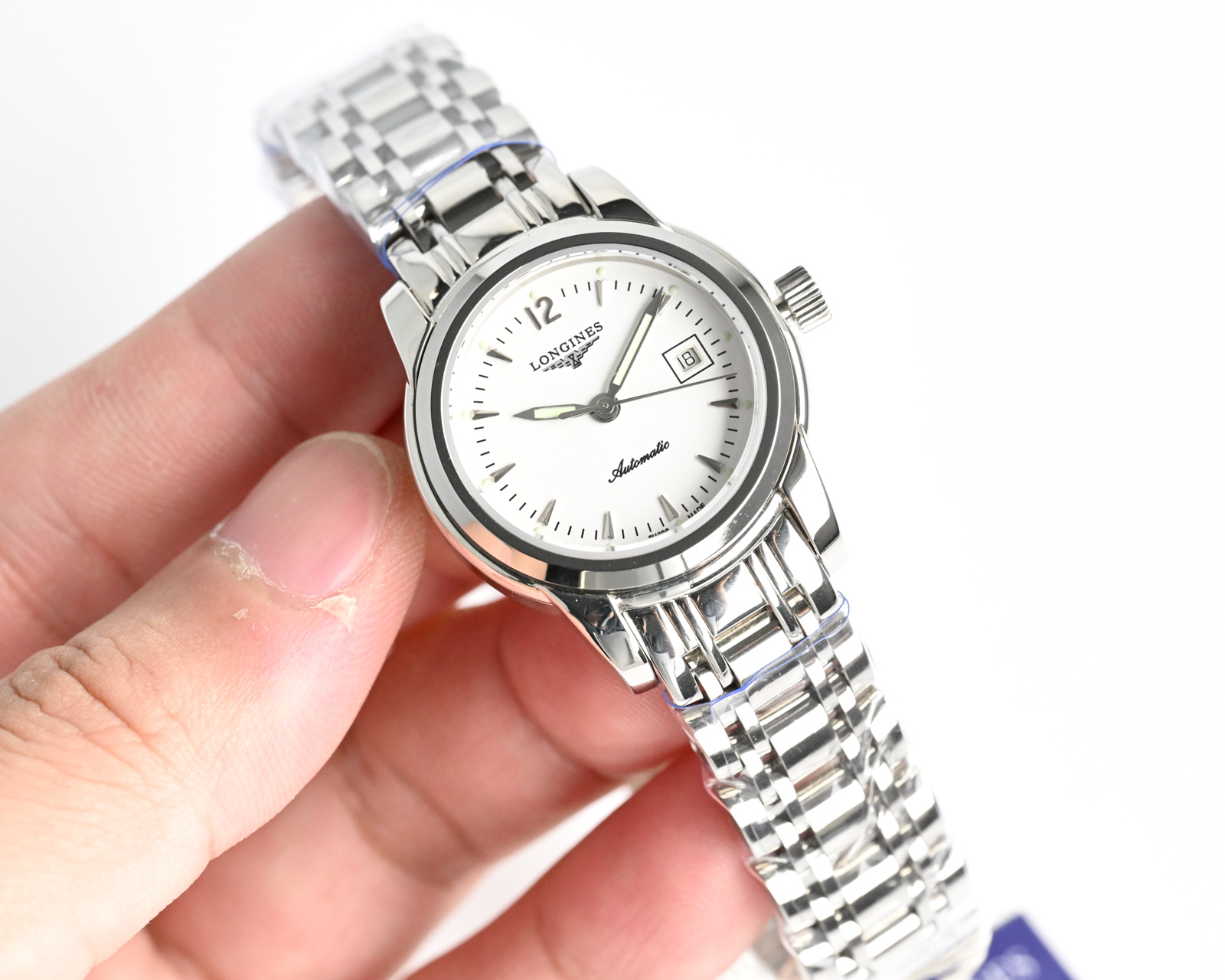 Longines L4.263.3 silver case and bracelet, black dial, silver bezel 26mm Women's Automatic