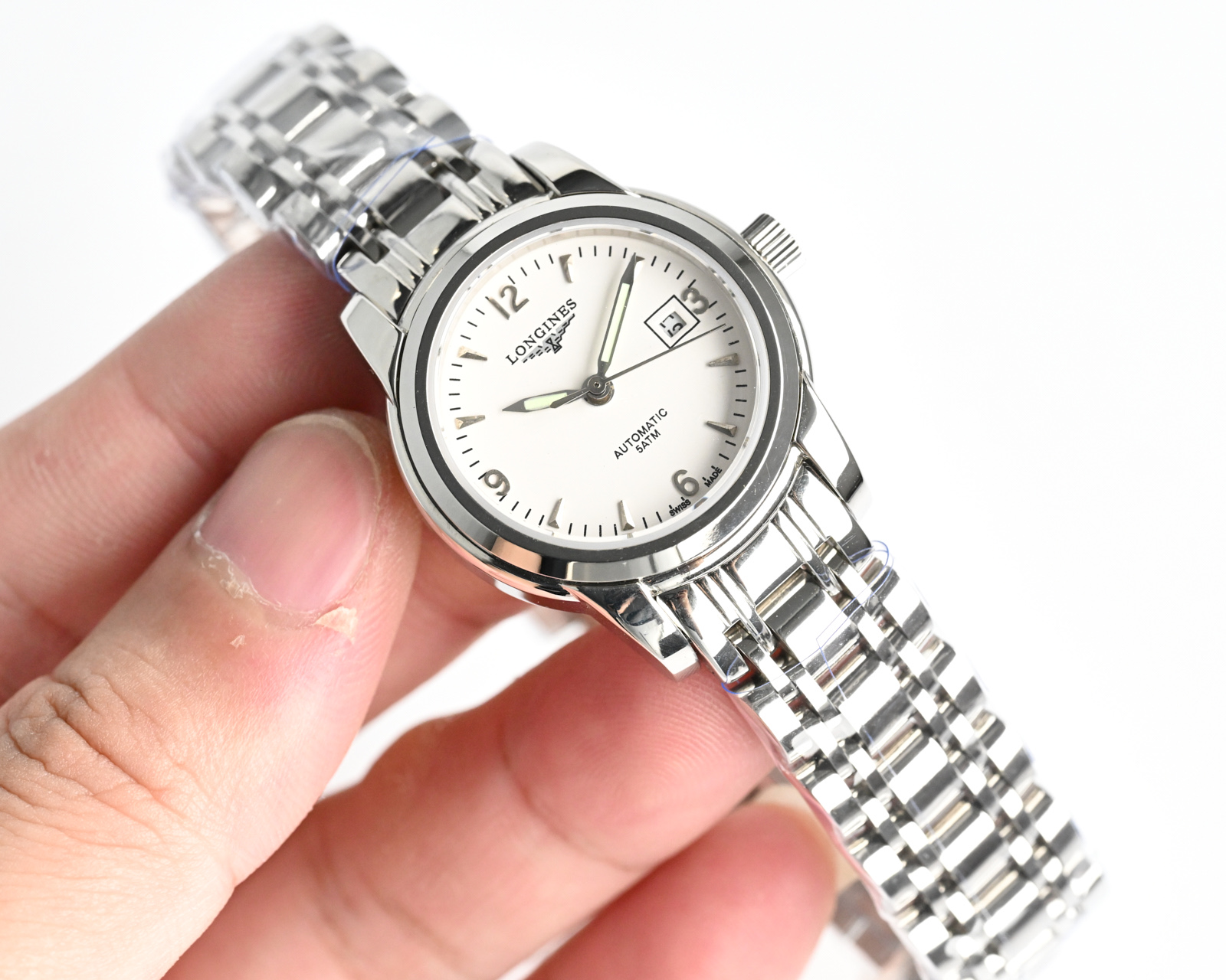Longines L4.263.3 silver case and bracelet, black dial, silver bezel 26mm Women's Automatic