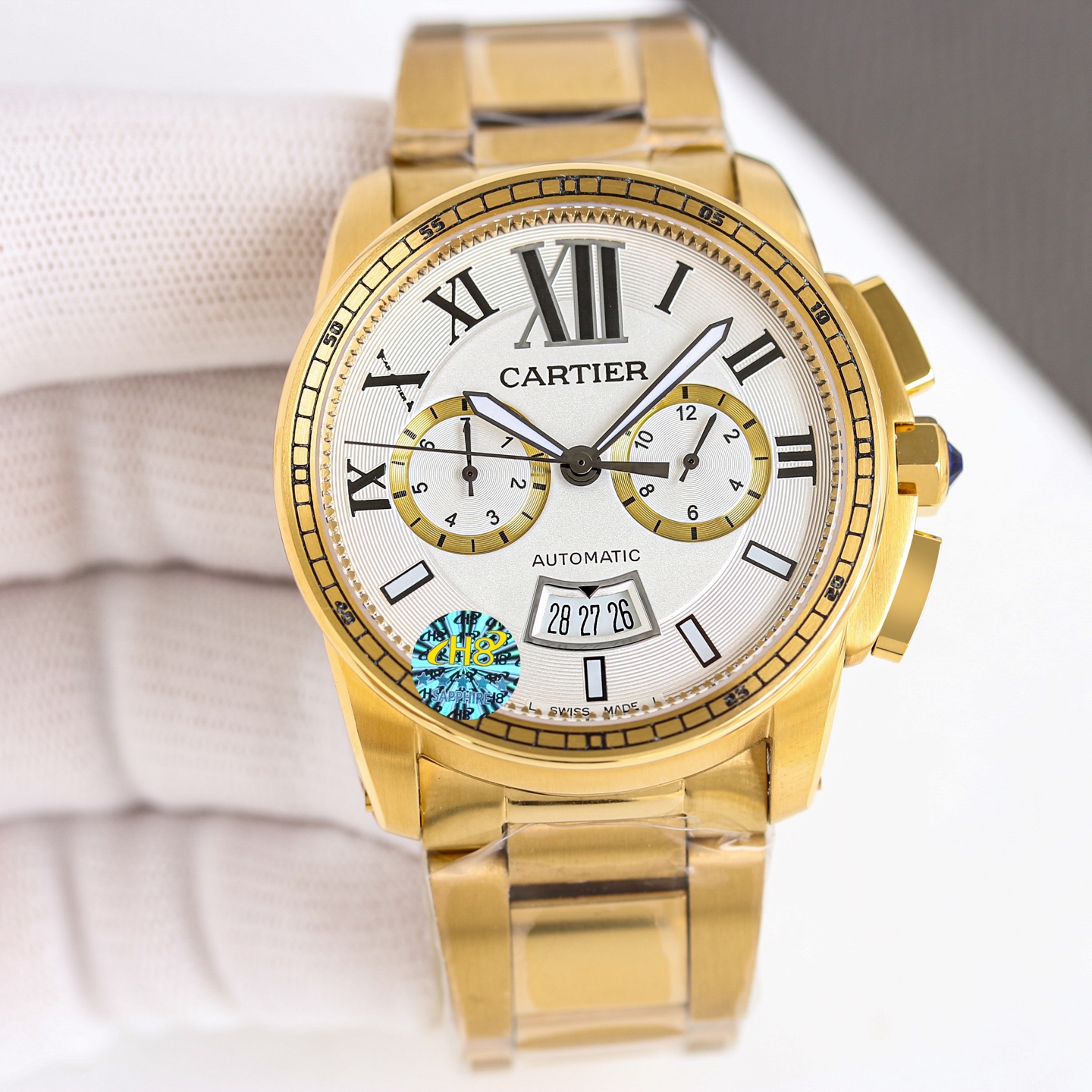 Cartier Calibre de Cartier Chronograph W7100047 rose gold case and bracelet, silver dial 42mm Men's Automatic