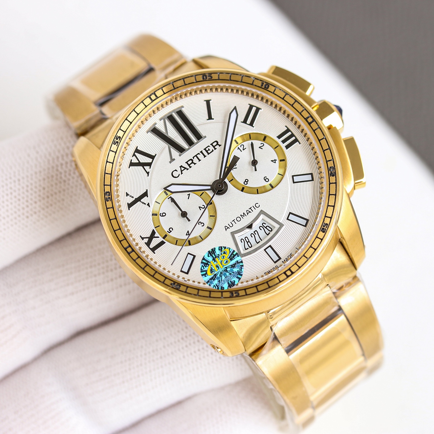Cartier Calibre de Cartier Chronograph W7100047 rose gold case and bracelet, silver dial 42mm Men's Automatic