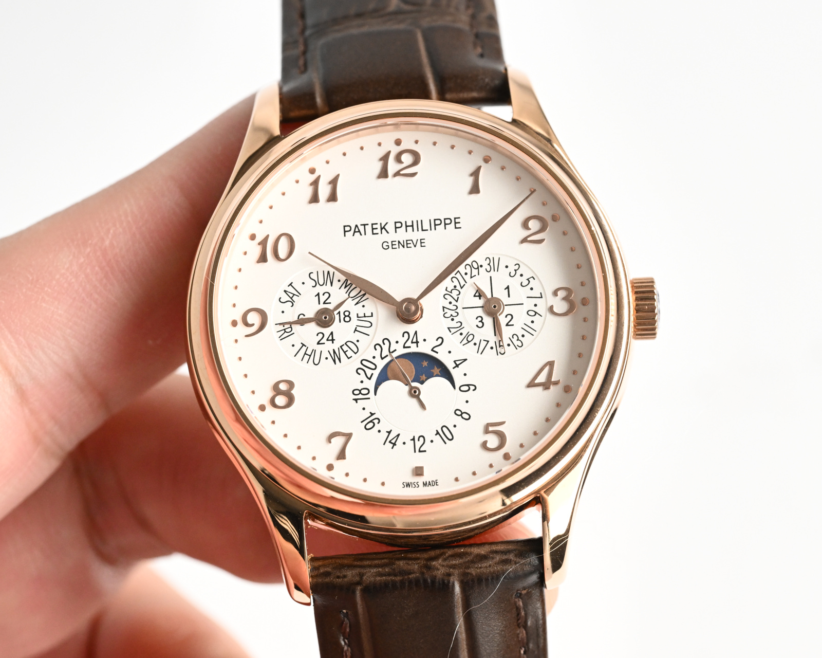 Patek Philippe Complications 5146G-001 Annual Calendar Moon Phases white gold case, blue dial, blue leather strap 39mm Men's Automatic
