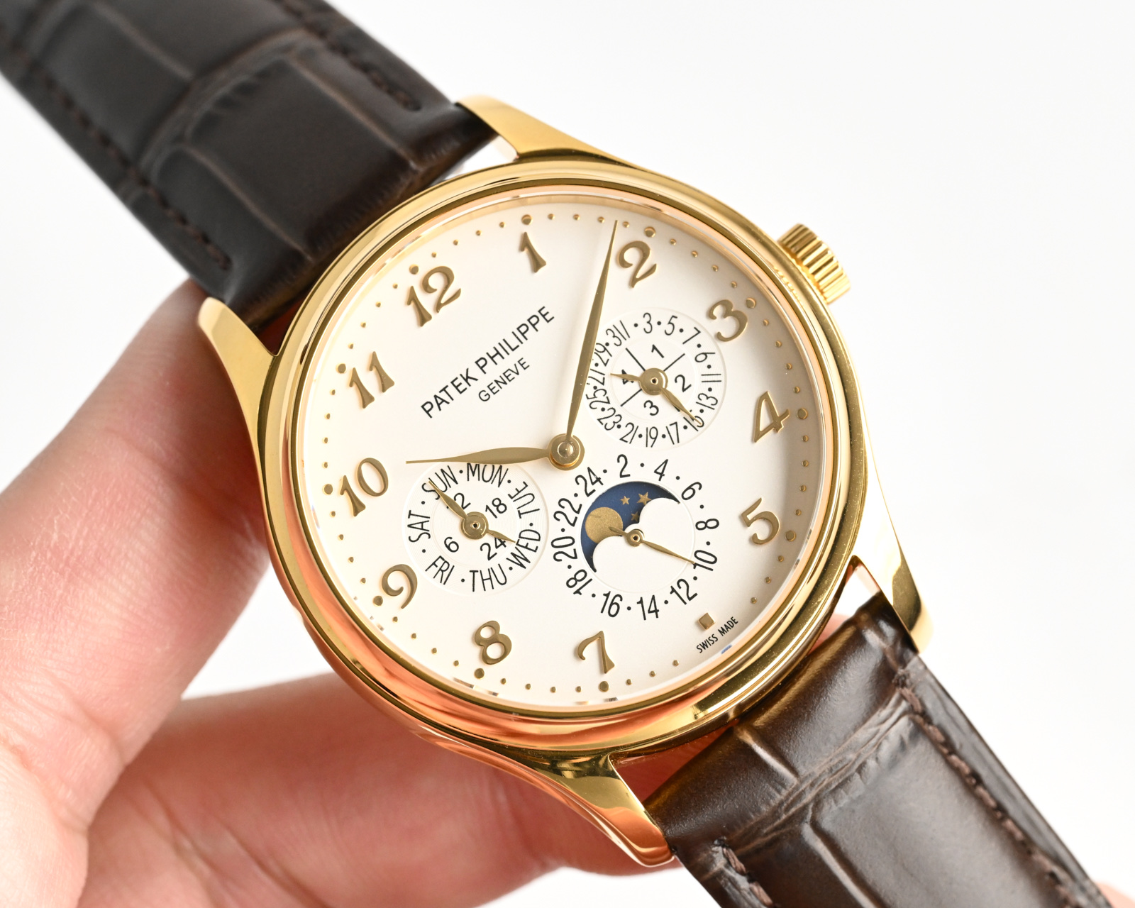 Patek Philippe Complications 5146G-001 Annual Calendar Moon Phases white gold case, blue dial, blue leather strap 39mm Men's Automatic