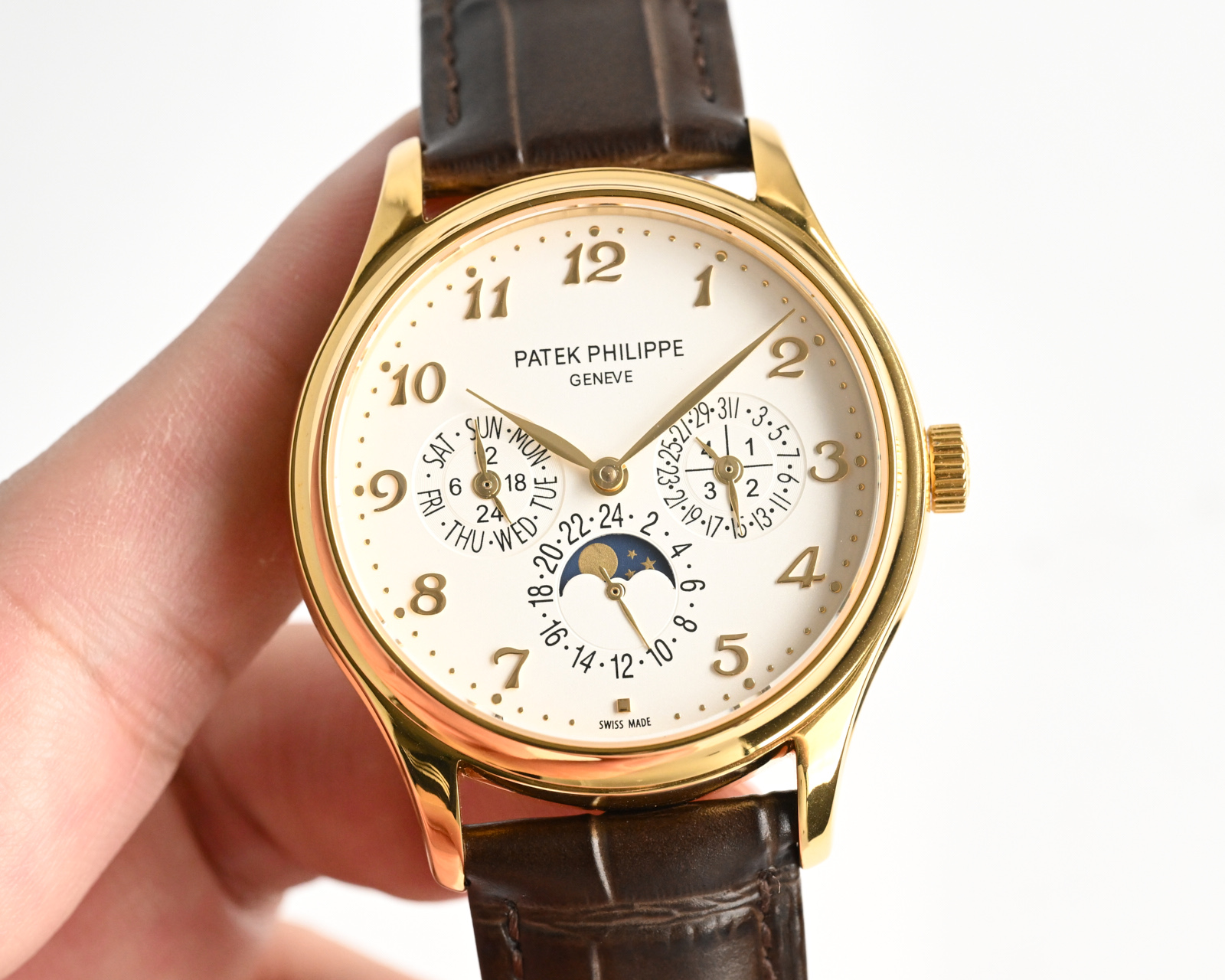 Patek Philippe Complications 5146G-001 Annual Calendar Moon Phases white gold case, blue dial, blue leather strap 39mm Men's Automatic