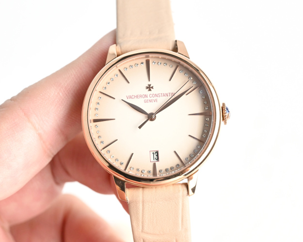 Vacheron Constantin Ladies' Watch with Diamond Bezel and Pink Leather Strap 1 Vacheron Constantin Ladies' Watch with Diamond Bezel and Pink Leather Strap
