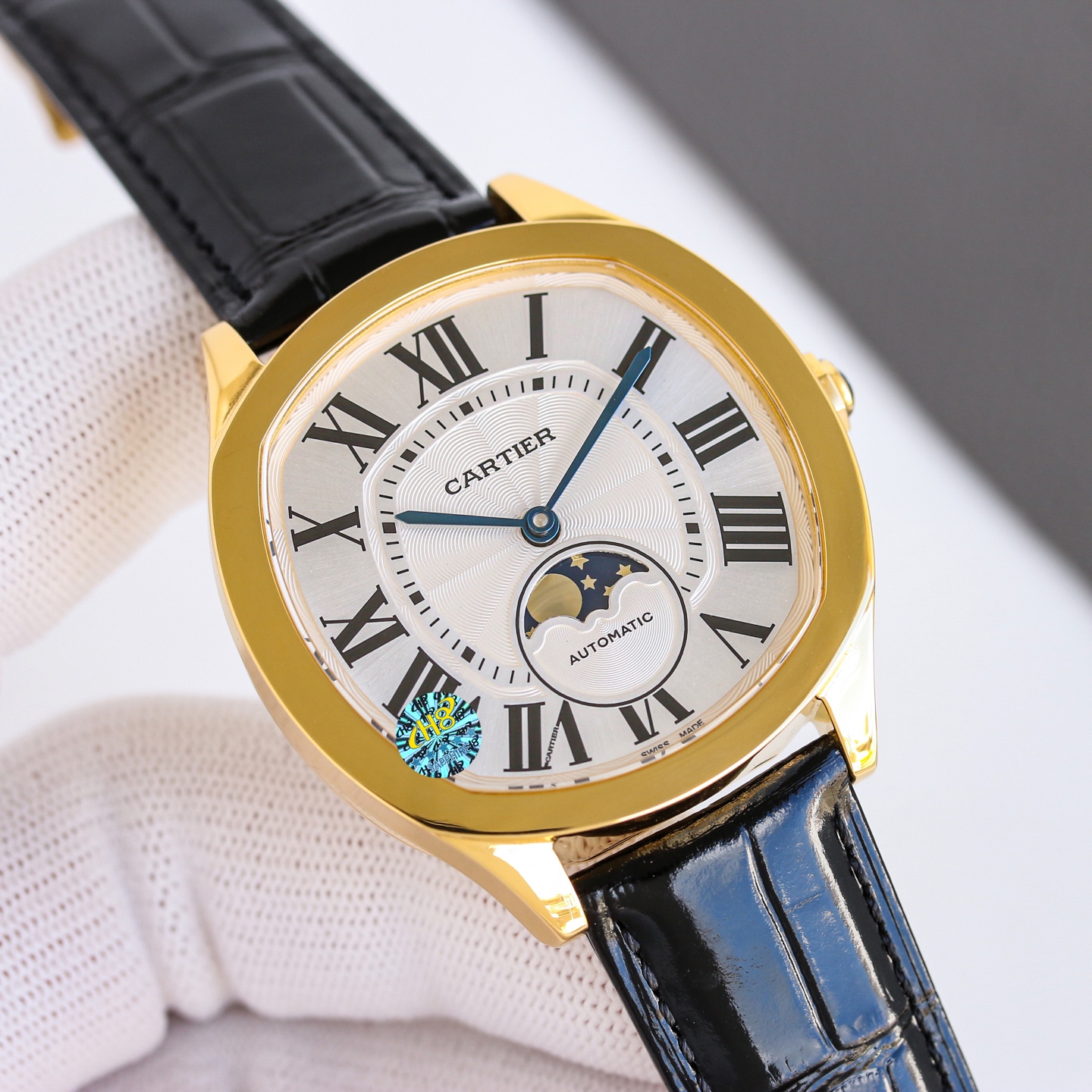 Cartier Drive de Cartier Moon Phases WGNM0018 rose gold case, silver dial, brown leather strap 40mm Men's Automatic