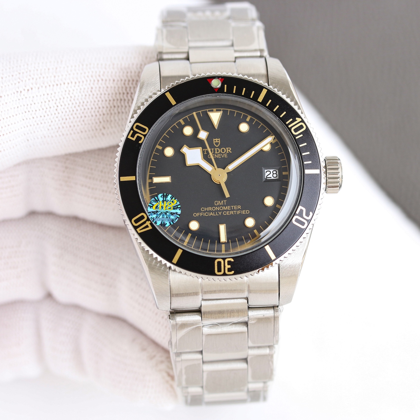 Tudor Black Bay 54 M79230G-0001 caixa e pulseira em aço inoxidável, moldura verde, mostrador preto 37 mm unissex automático