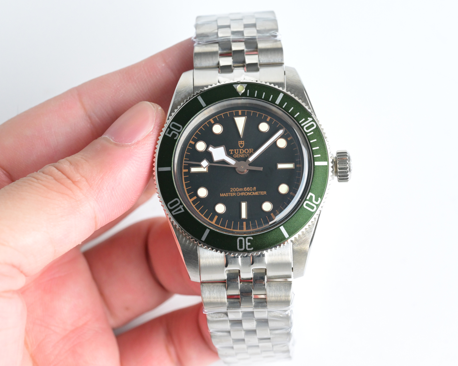 Tudor Black Bay 58 Cassa in acciaio, lunetta verde, quadrante nero, bracciale in acciaio 39mm Automatico da uomo