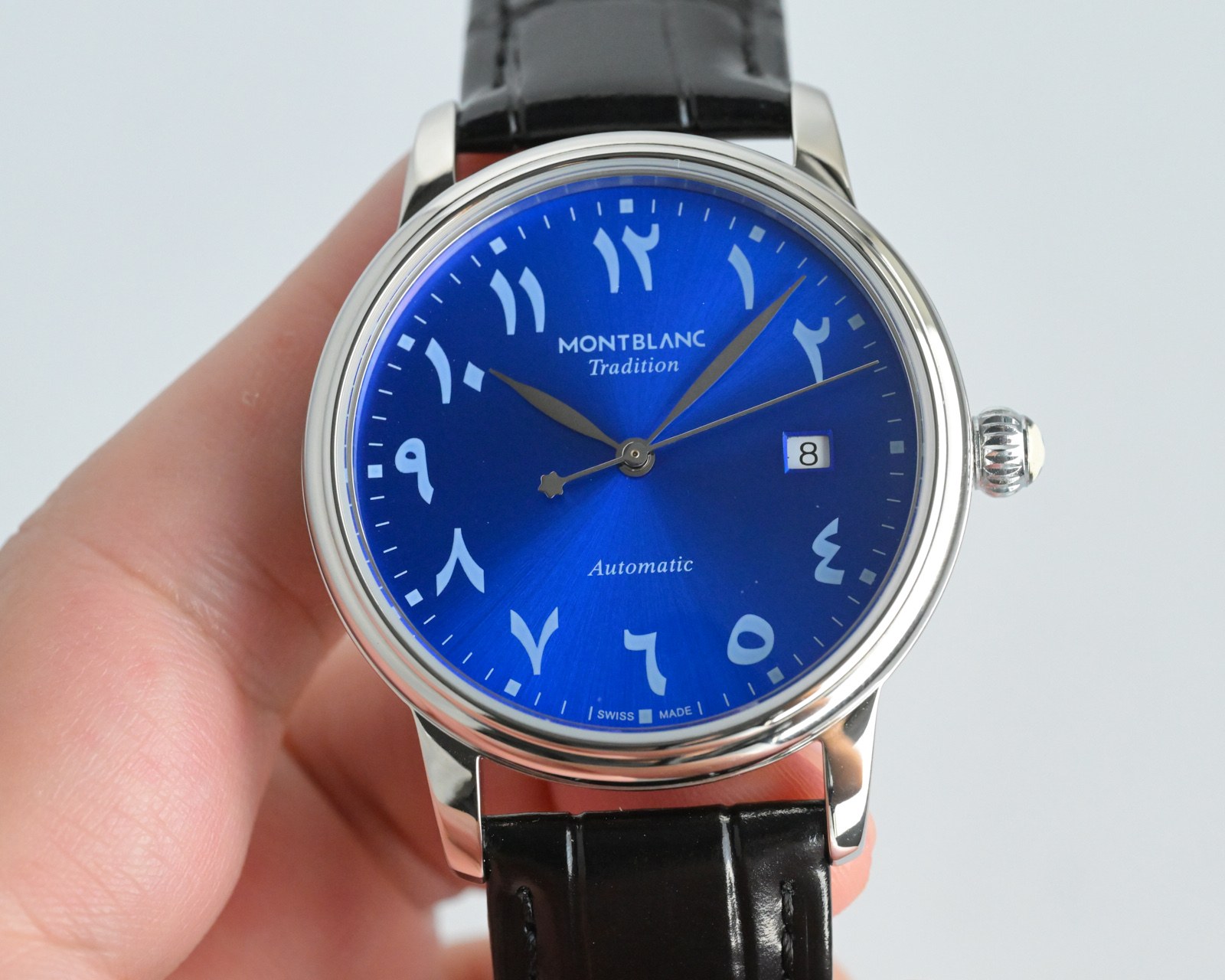 Montblanc Tradition Automatic Arabic Numerals stainless steel case, black dial, black leather strap 40mm Men's Automatic