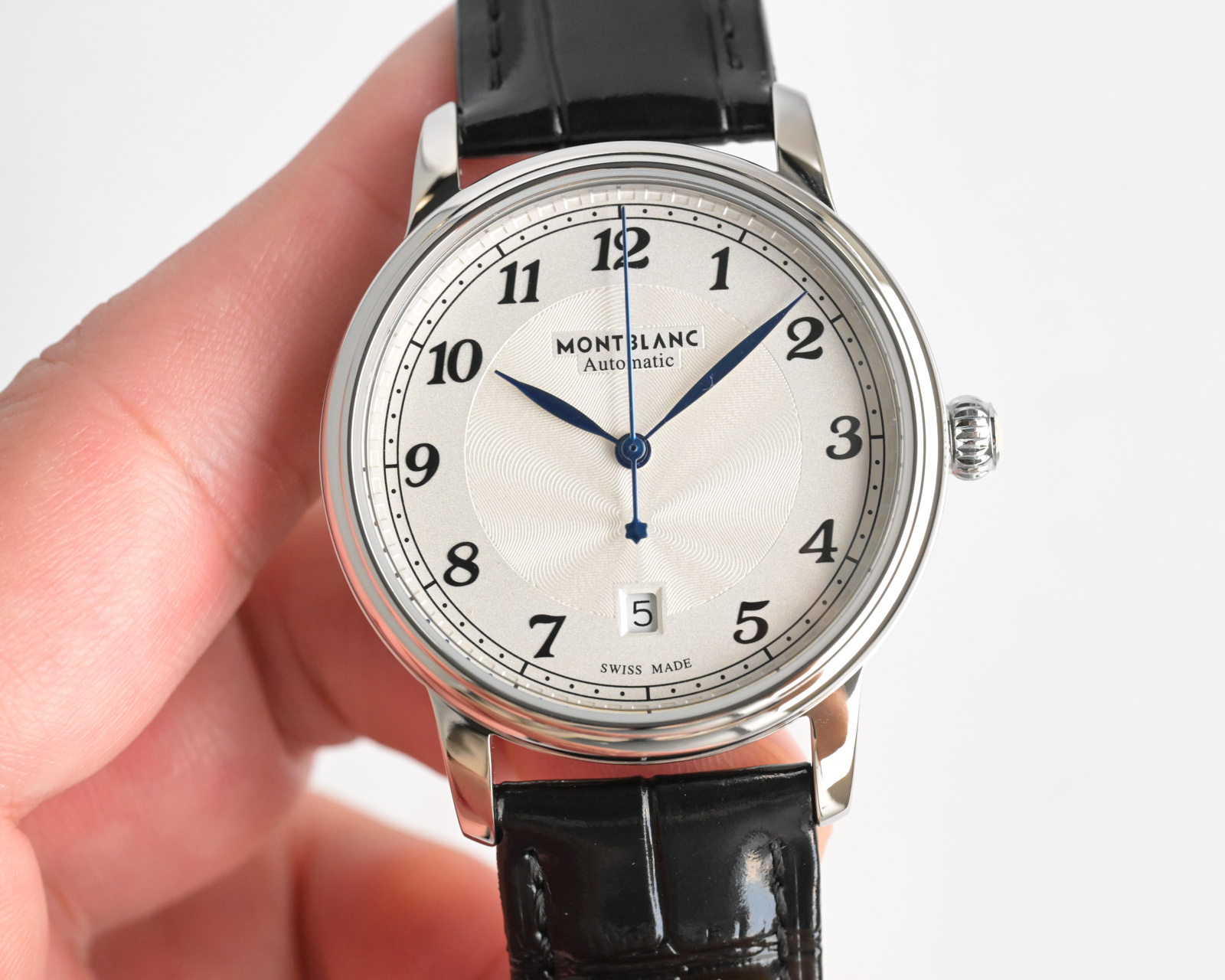 Montblanc Star Legacy Automatic Date stainless steel case, silver dial, rose gold-tone numerals, brown leather strap 39mm Men's Automatic