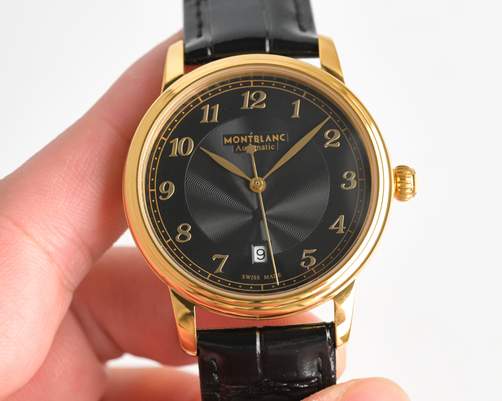Montblanc Star Legacy Automatic Date stainless steel case, silver dial, rose gold-tone numerals, brown leather strap 39mm Men's Automatic