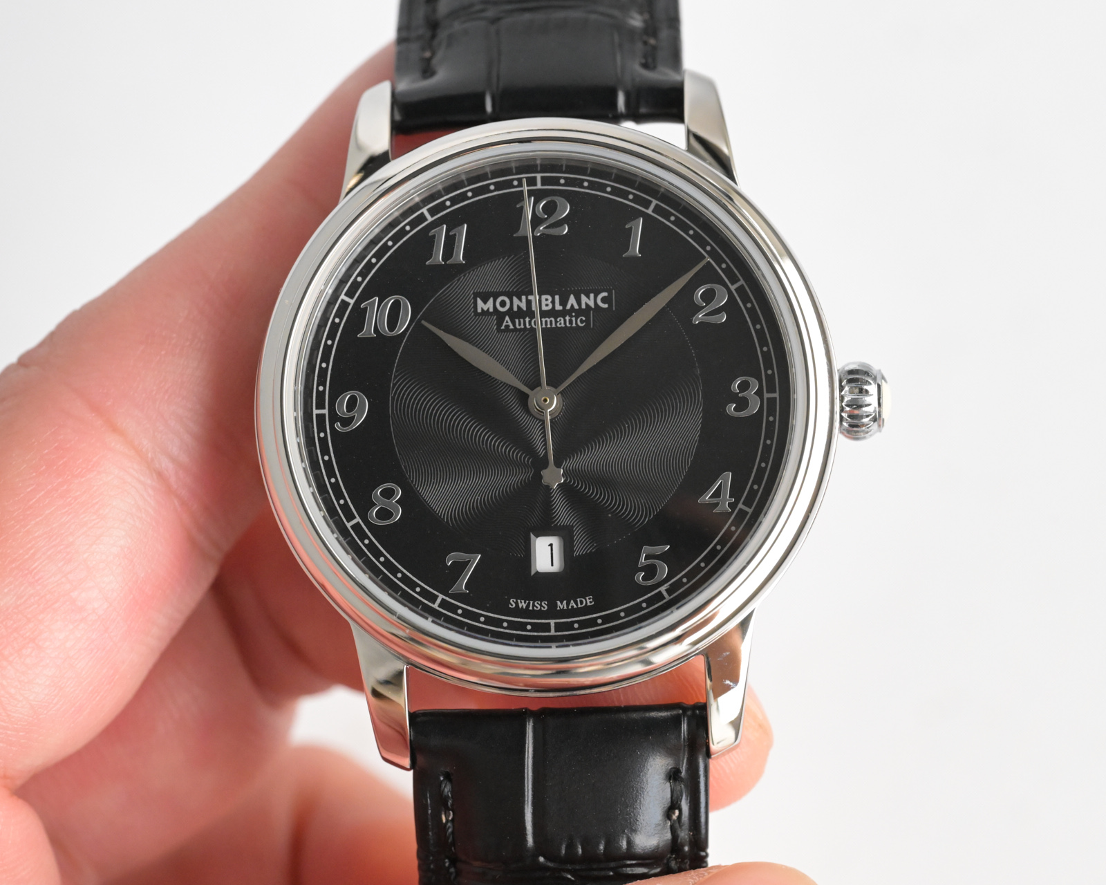 Montblanc Star Legacy Automatic Date stainless steel case, silver dial, rose gold-tone numerals, brown leather strap 39mm Men's Automatic