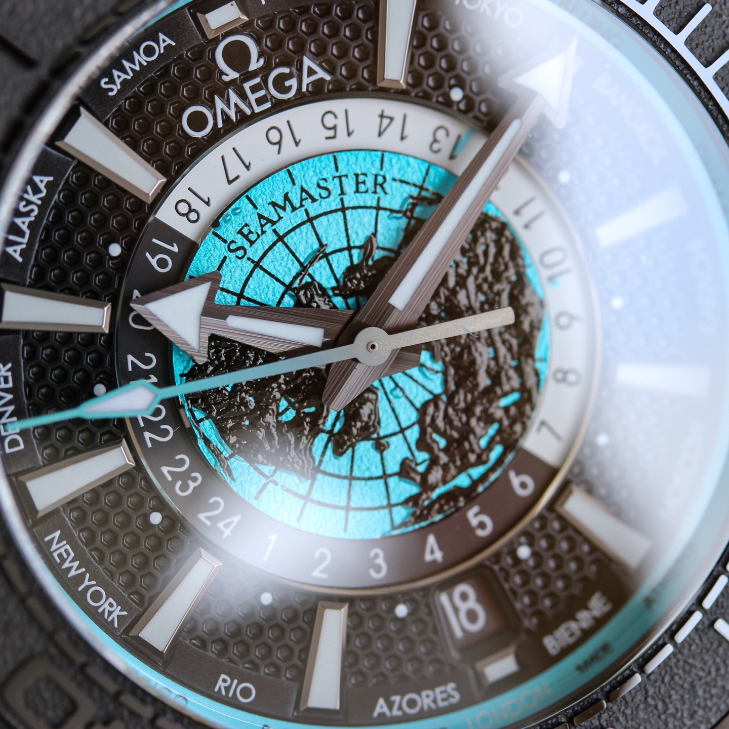 Omega Seamaster Planet Ocean Ultra Deep black case and bezel, black / blue dial, black textile strap 45.5mm Men's Automatic