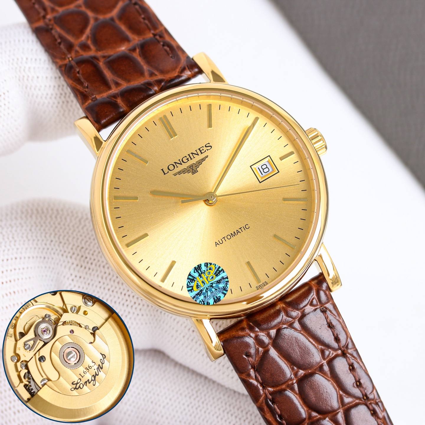 Longines La Grande Classique de Longines Automatic silver case bezel, white dial, black leather strap 38.5mm Men's Automatic