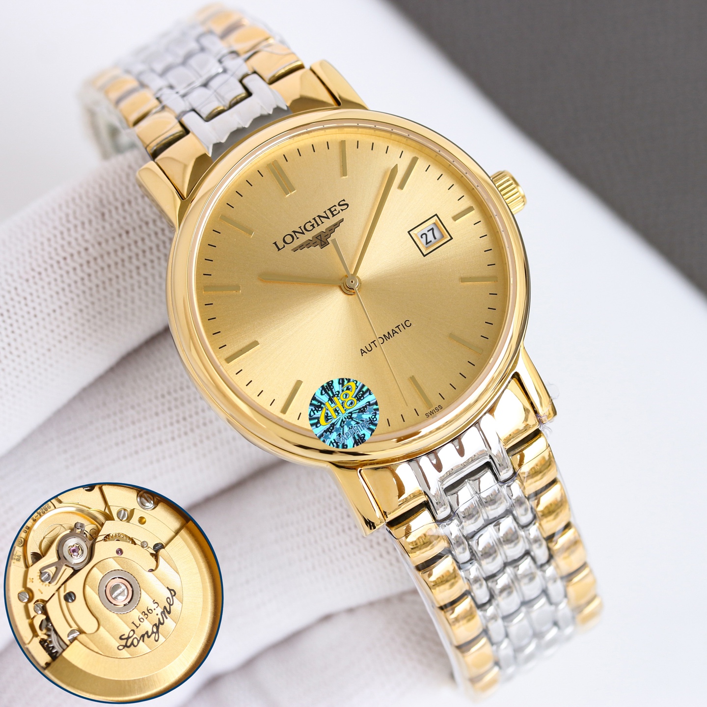 Longines La Grande Classique de Longines Date Automatic gold and silver case and bracelet, white dial 38.5mm Men's Automatic