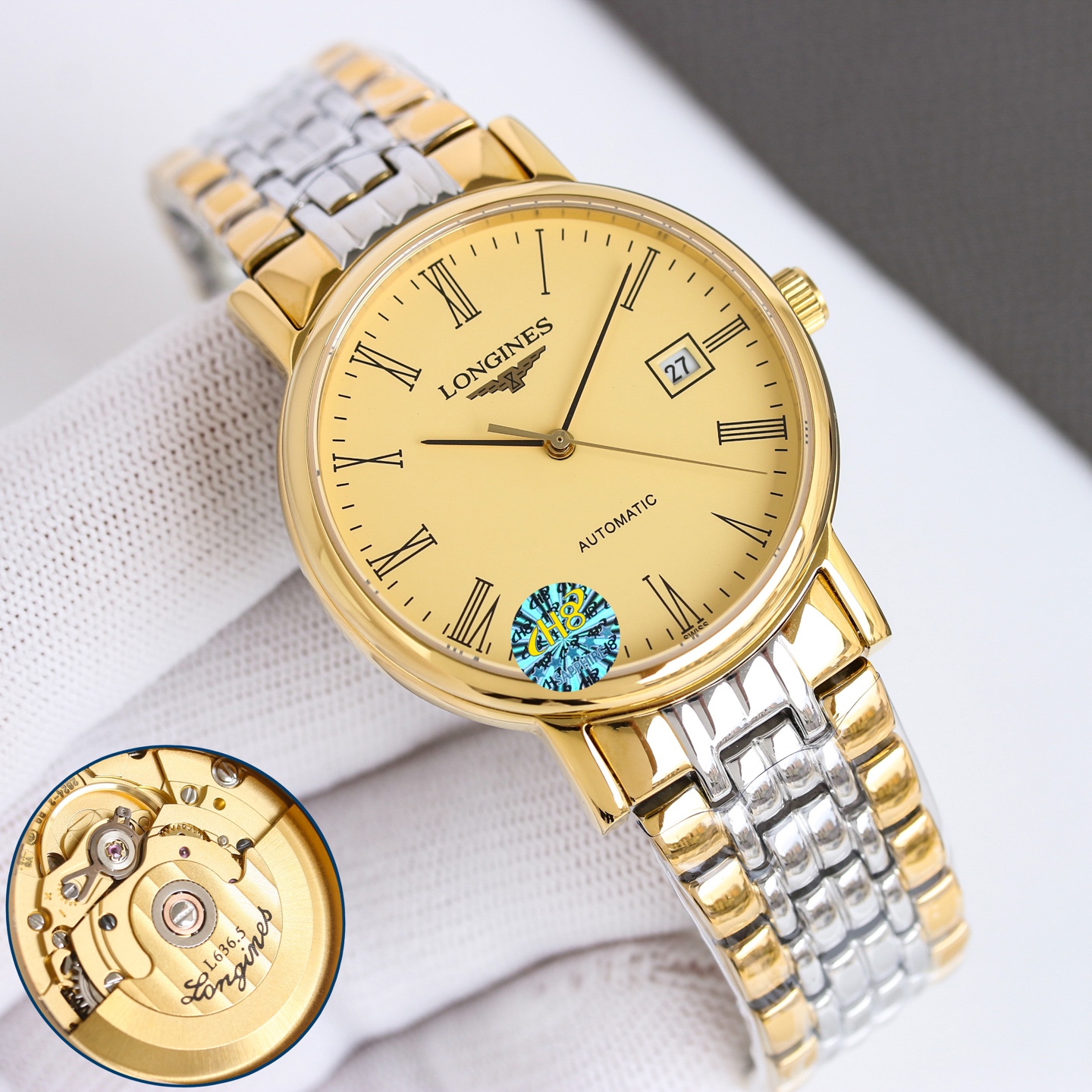 Longines La Grande Classique de Longines Date Automatic gold and silver case and bracelet, white dial 38.5mm Men's Automatic