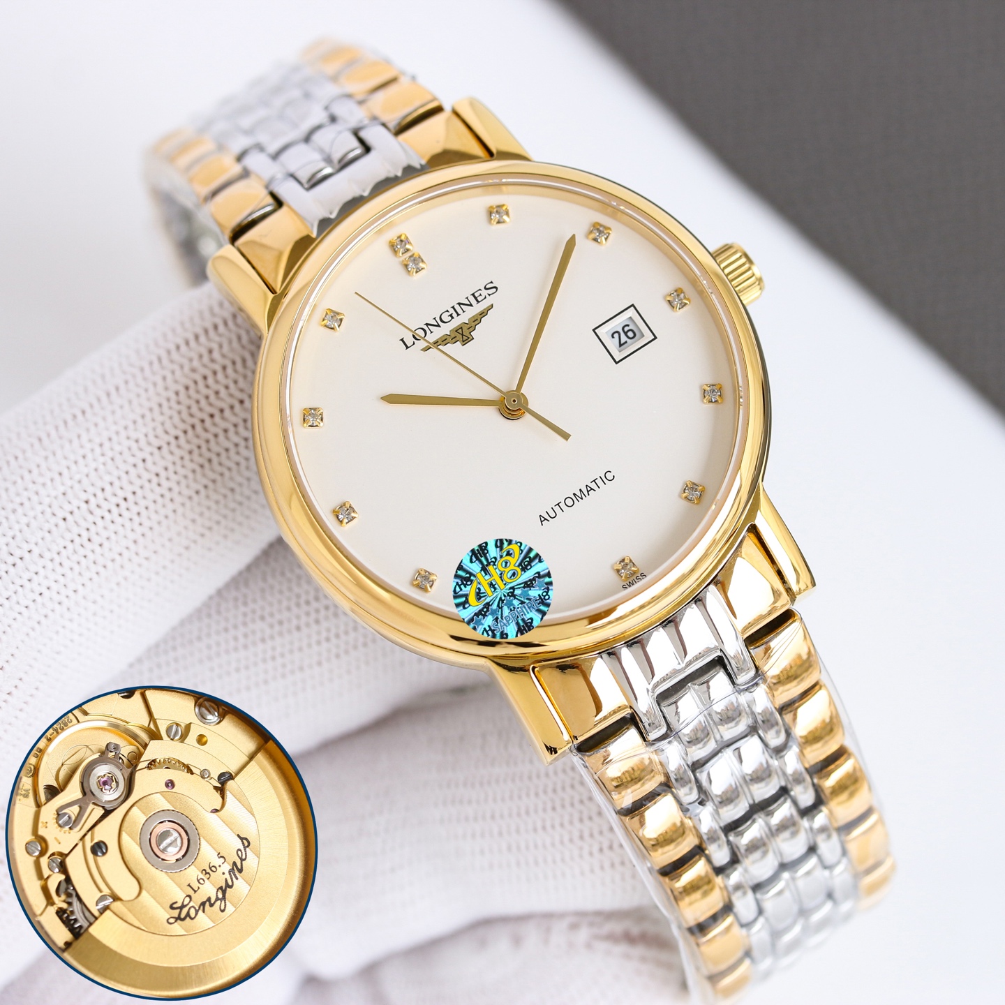 Longines La Grande Classique de Longines Date Automatic gold and silver case and bracelet, white dial 38.5mm Men's Automatic
