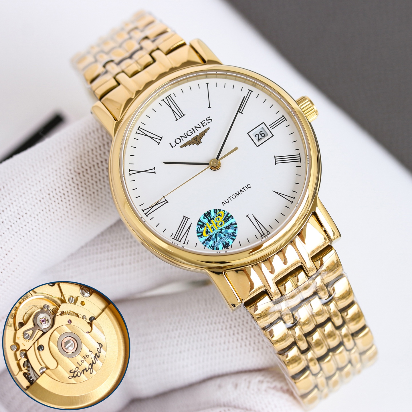 Longines La Grande Classique de Longines Date Automatic gold and silver case and bracelet, white dial 38.5mm Men's Automatic