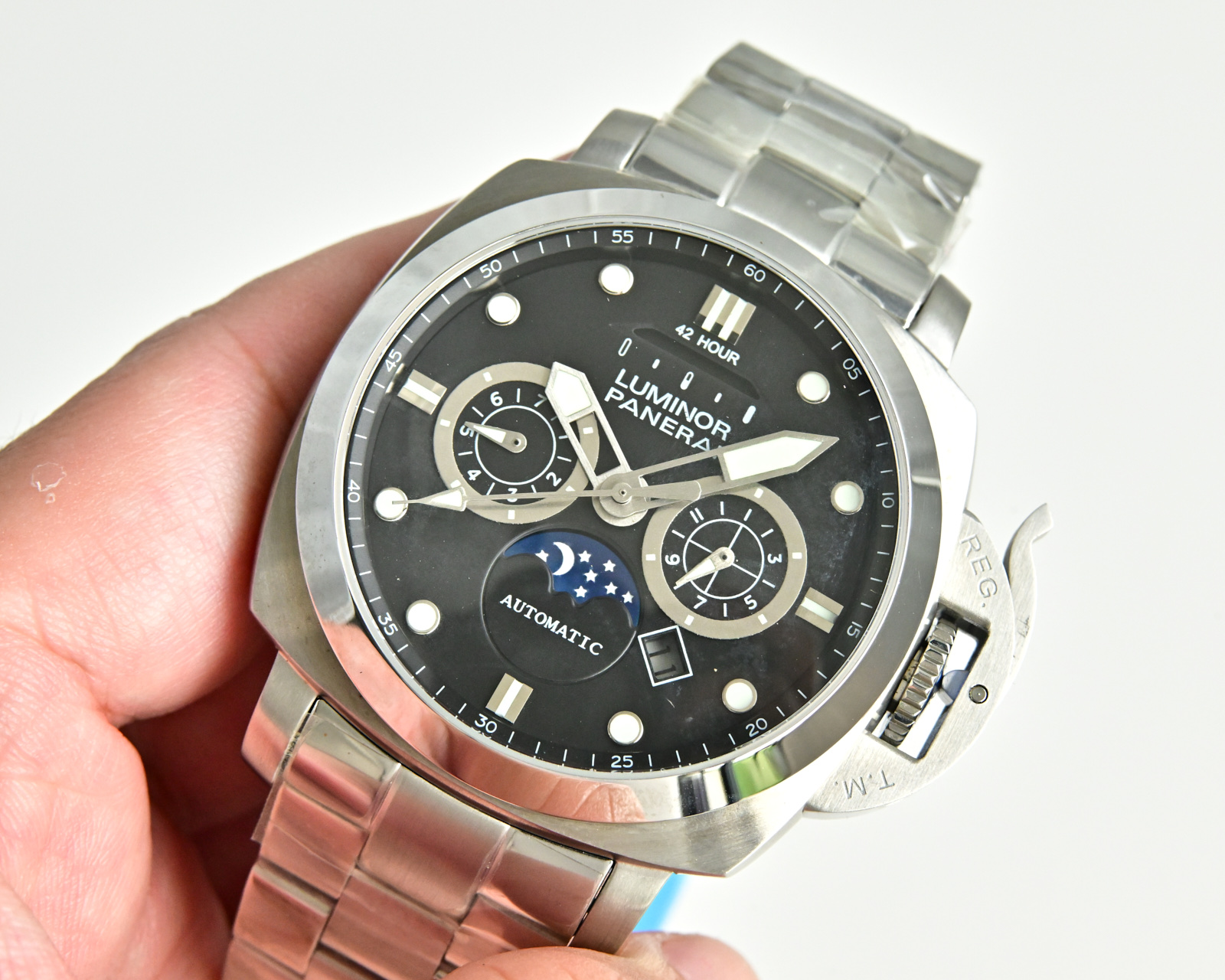 Panerai Luminor Marina PAM 9100 stainless steel case and bracelet, black dial 44mm Men's Automatic