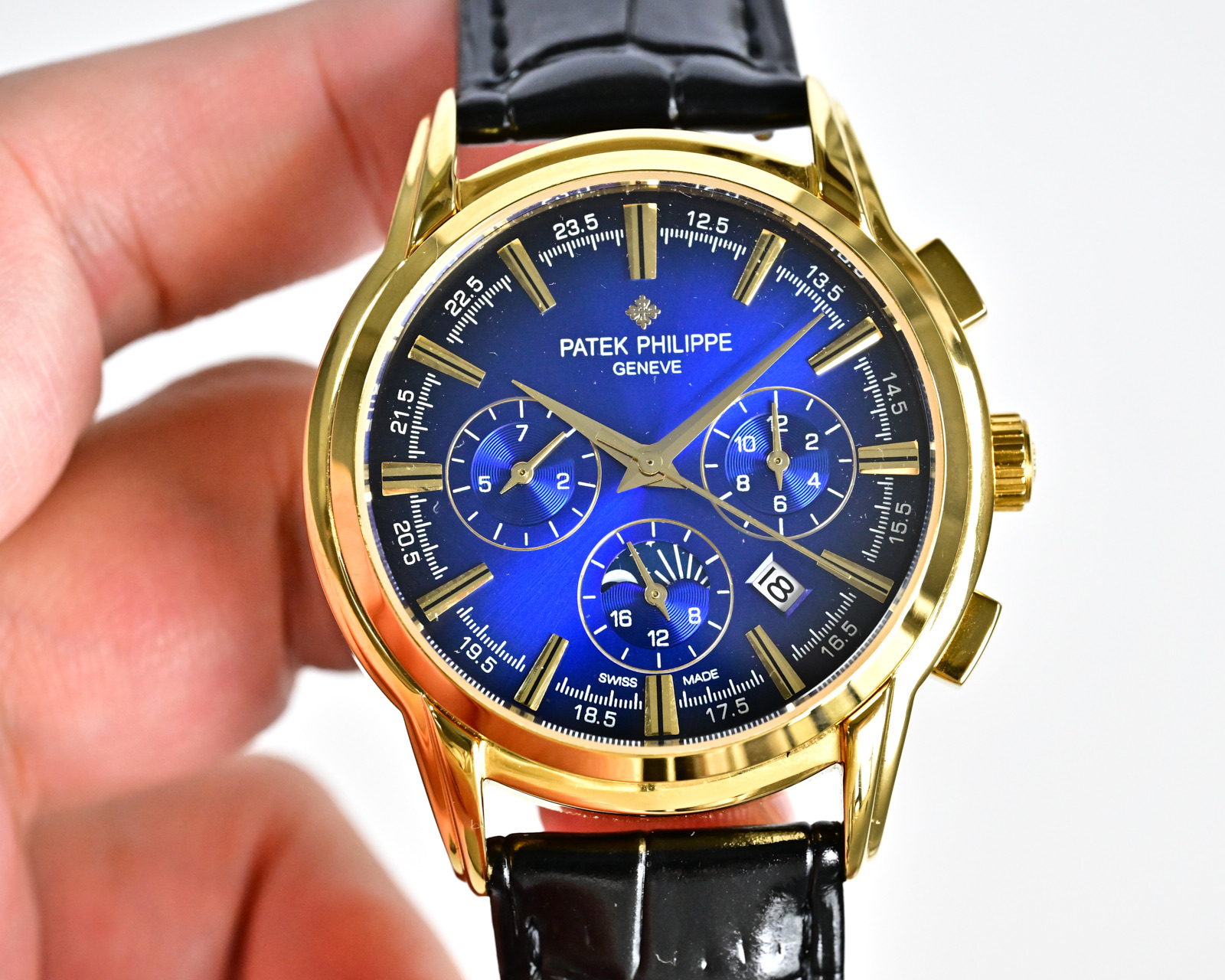 Patek Philippe Complications Chronograph 5905P-001 platinum case, green dial, brown leather strap 42mm Men's Automatic