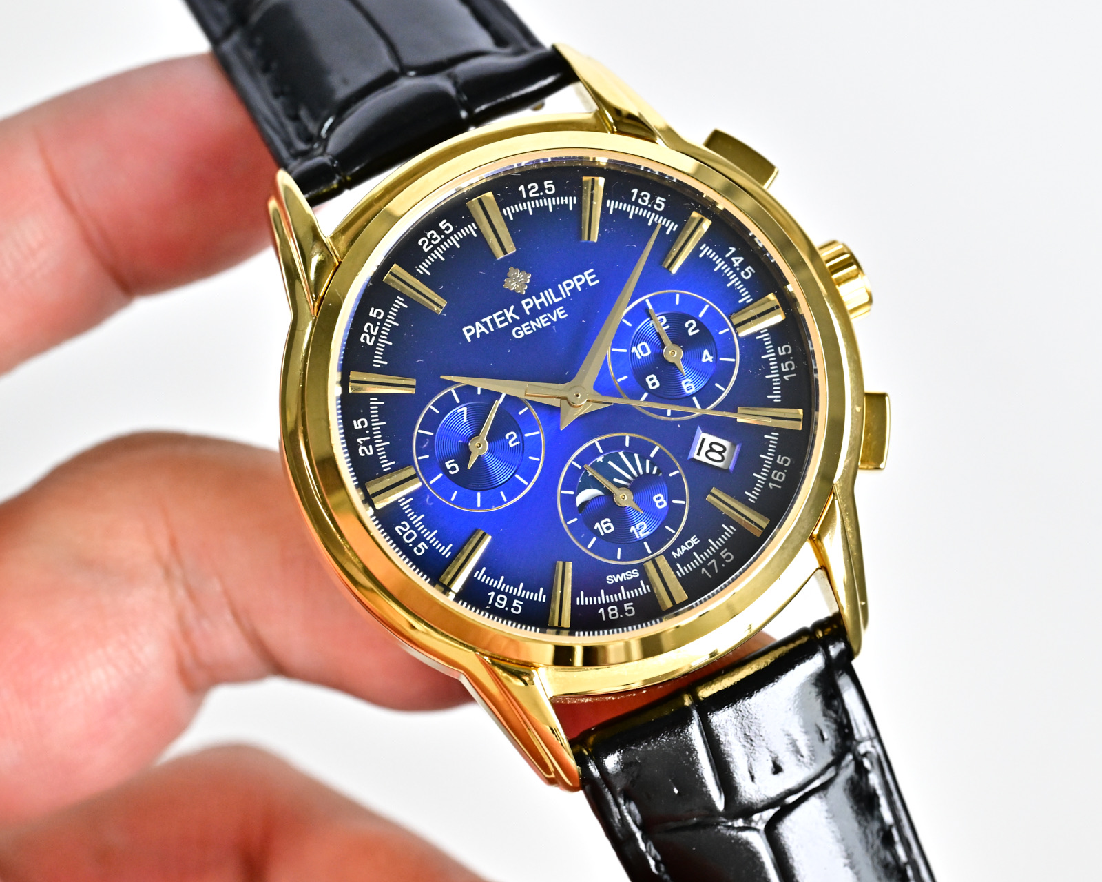 Patek Philippe Complications Chronograph 5905P-001 platinum case, green dial, brown leather strap 42mm Men's Automatic