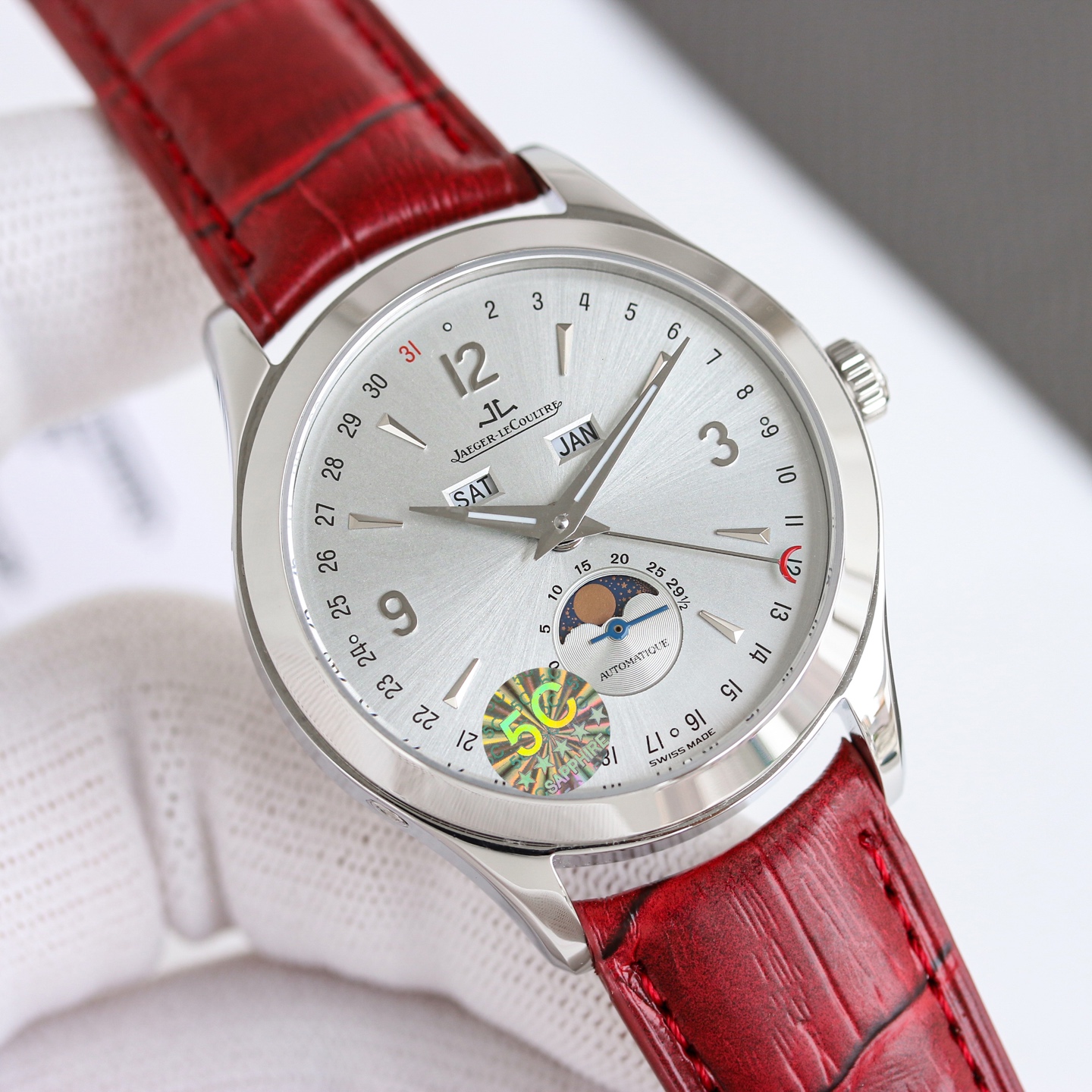 Jaeger-LeCoultre Master Calendar 143.3.44.A white gold case, silver dial, brown leather strap 37mm Men's Automatic