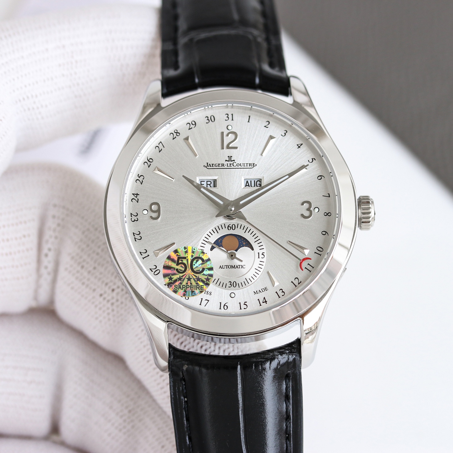 Jaeger-LeCoultre Master Calendar 143.3.44.A white gold case, silver dial, brown leather strap 37mm Men's Automatic