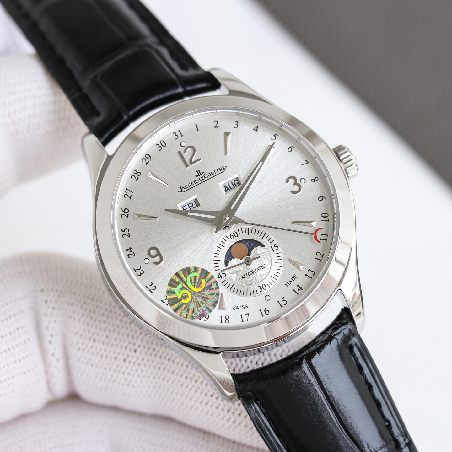 Jaeger-LeCoultre Master Calendar 143.3.44.A white gold case, silver dial, brown leather strap 37mm Men's Automatic