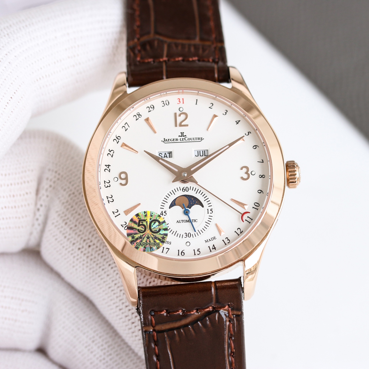 Jaeger-LeCoultre Master Calendar Q147242A rose gold case, silver dial, black leather strap 40mm Men's Automatic