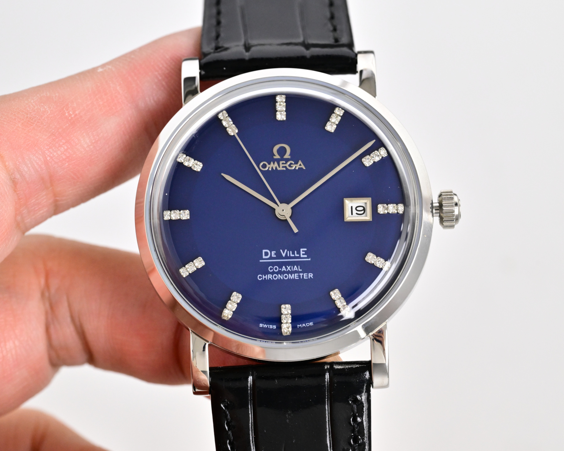 Omega De Ville Co-Axial Chronometer silver case / silver dial / black strap 39mm Men's Automatic
