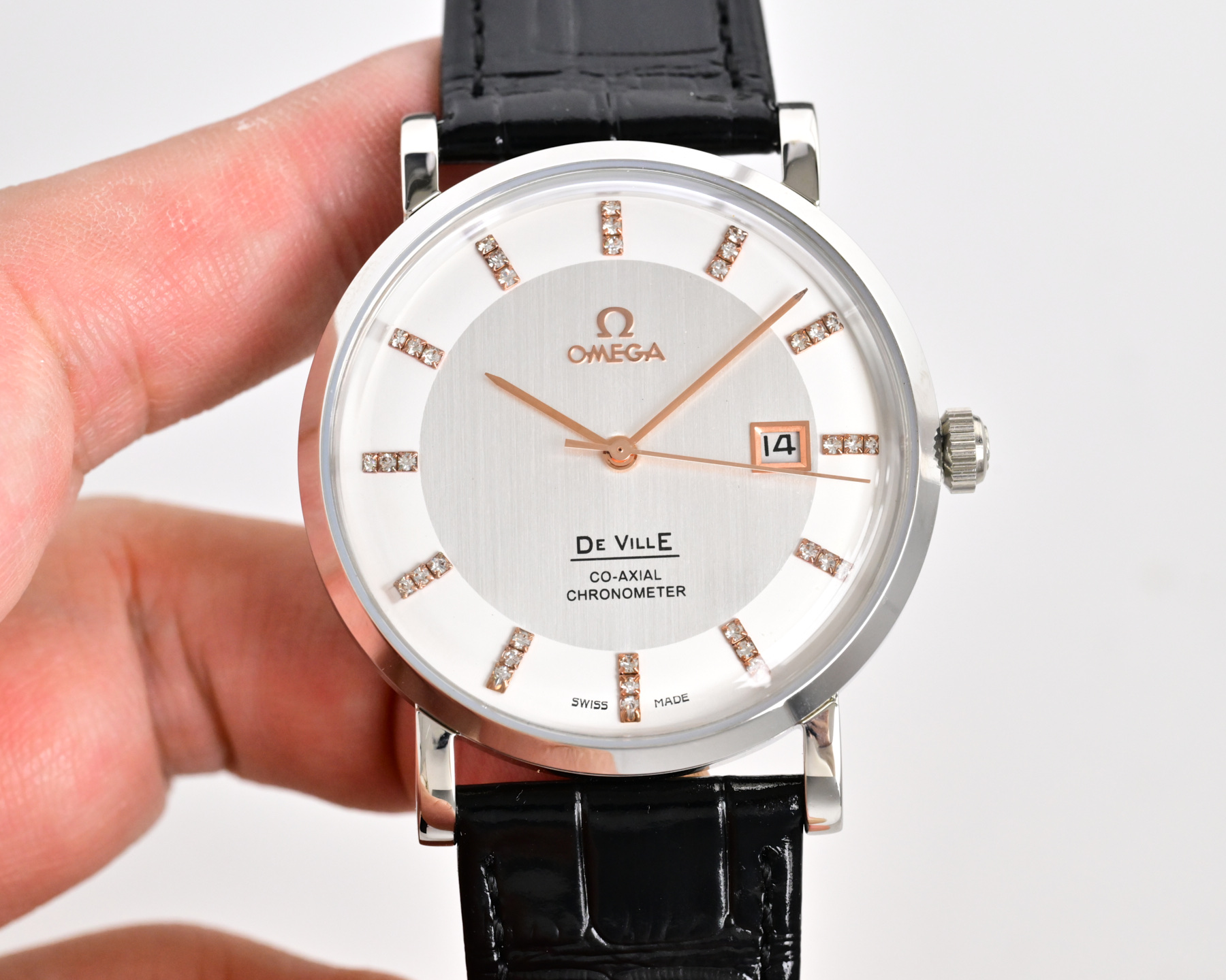 Omega De Ville Co-Axial Chronometer silver case / silver dial / black strap 39mm Men's Automatic