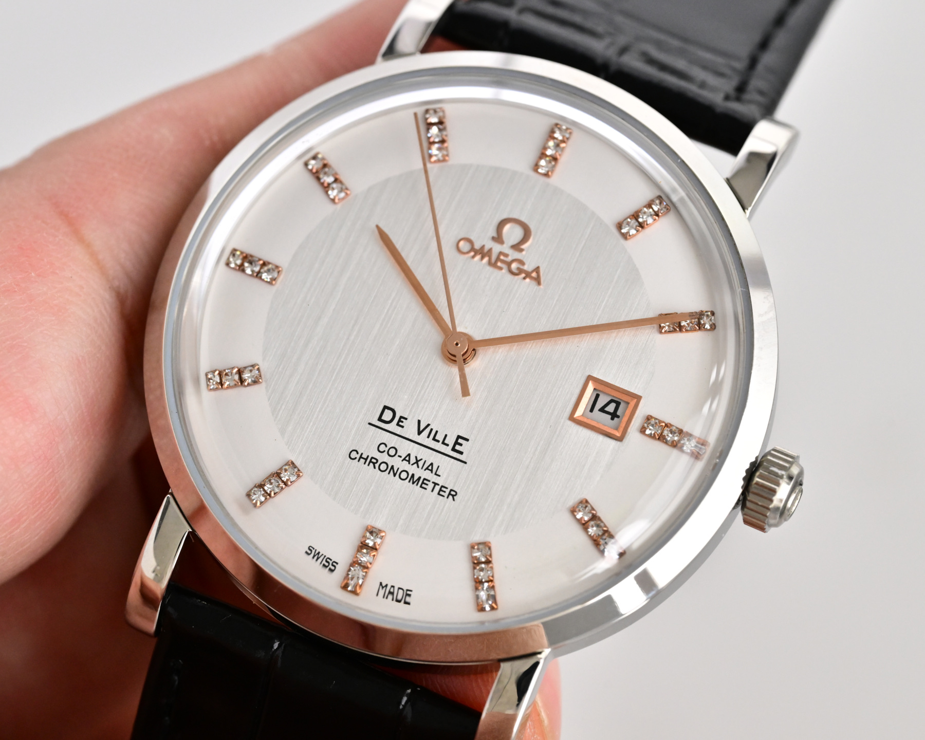 Omega De Ville Co-Axial Chronometer silver case / silver dial / black strap 39mm Men's Automatic