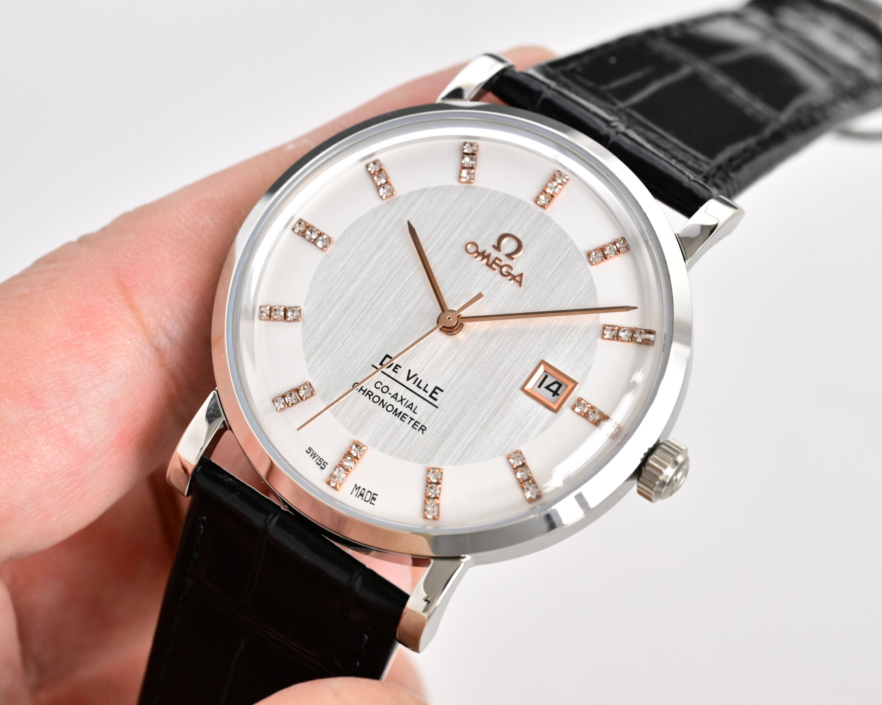 Omega De Ville Co-Axial Chronometer silver case / silver dial / black strap 39mm Men's Automatic
