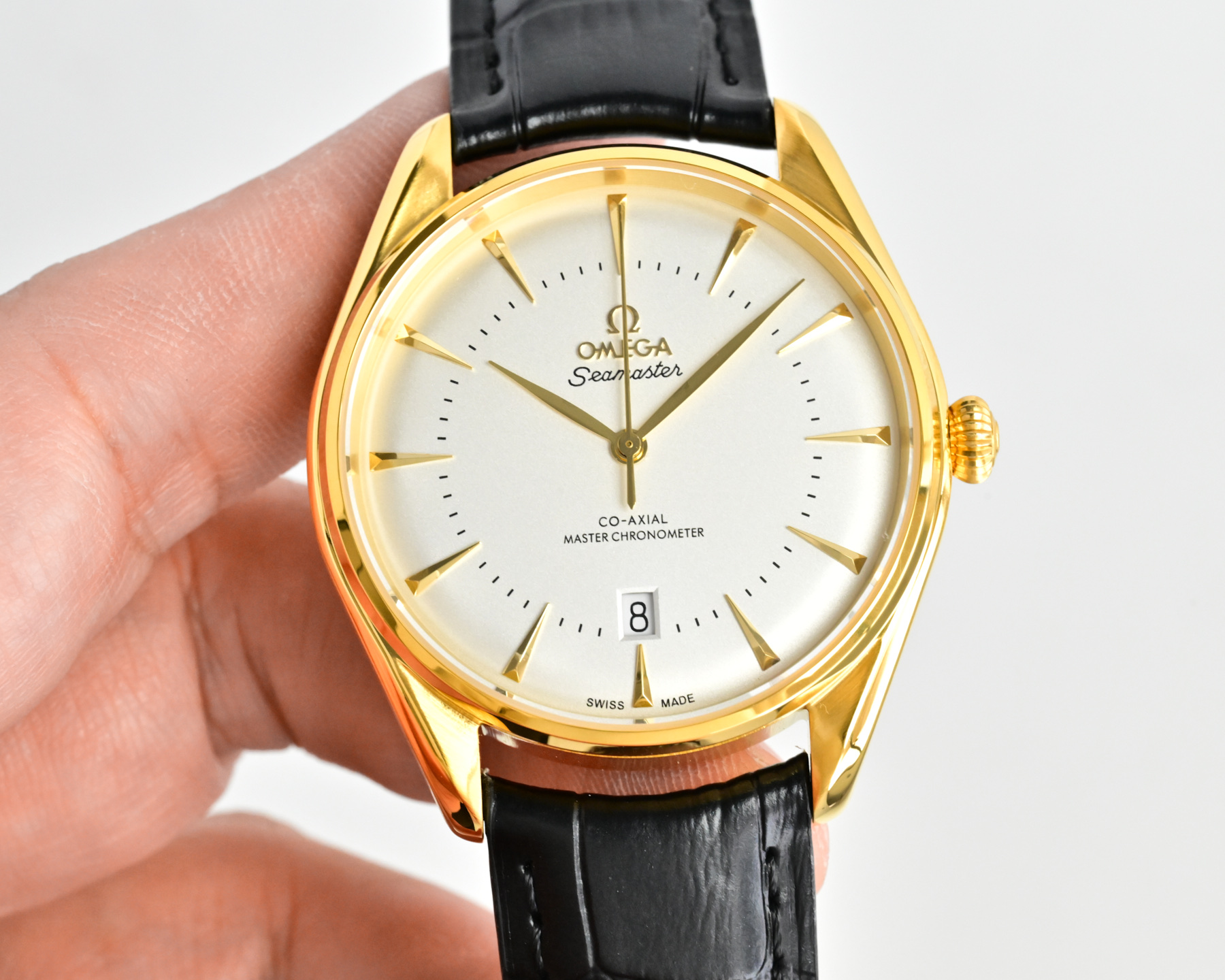Omega Seamaster 1948 Small Seconds rose gold case, silver dial, brown leather strap 38mm Men's Automatic