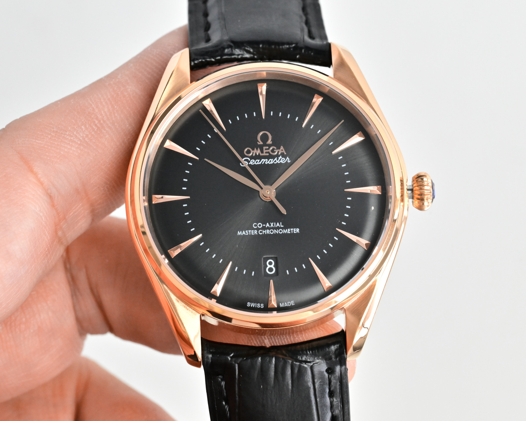 Omega Seamaster 1948 Small Seconds rose gold case, silver dial, brown leather strap 38mm Men's Automatic